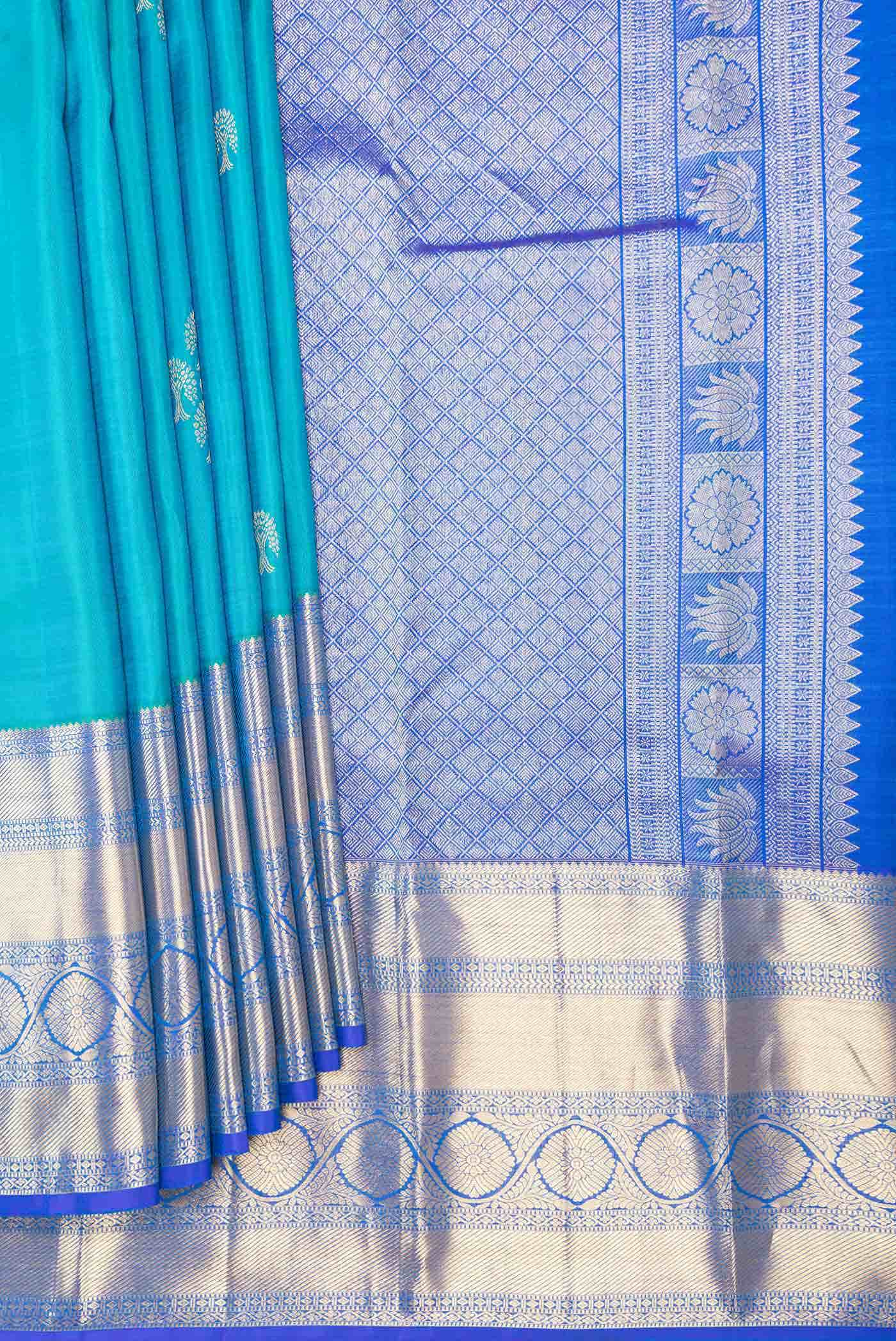 Peacock Blue Dual Tone Kanchipuram Silk Saree