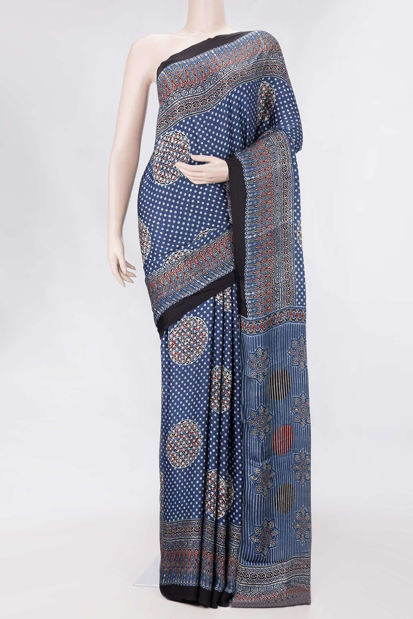 Blue Dual Tone Blended Mysore Crepe Saree