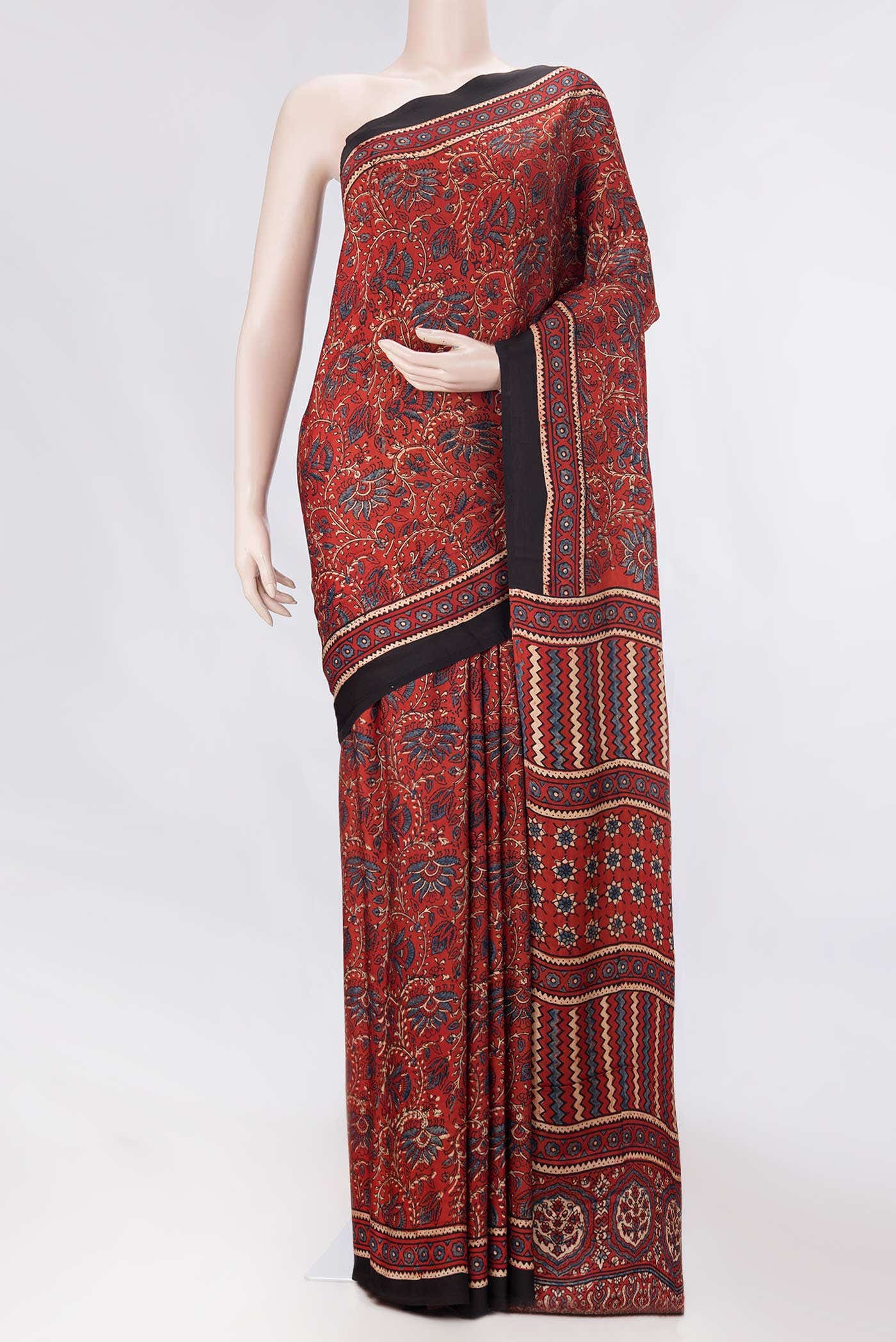 Maroon Dual Tone Blended Mysore Crepe Saree