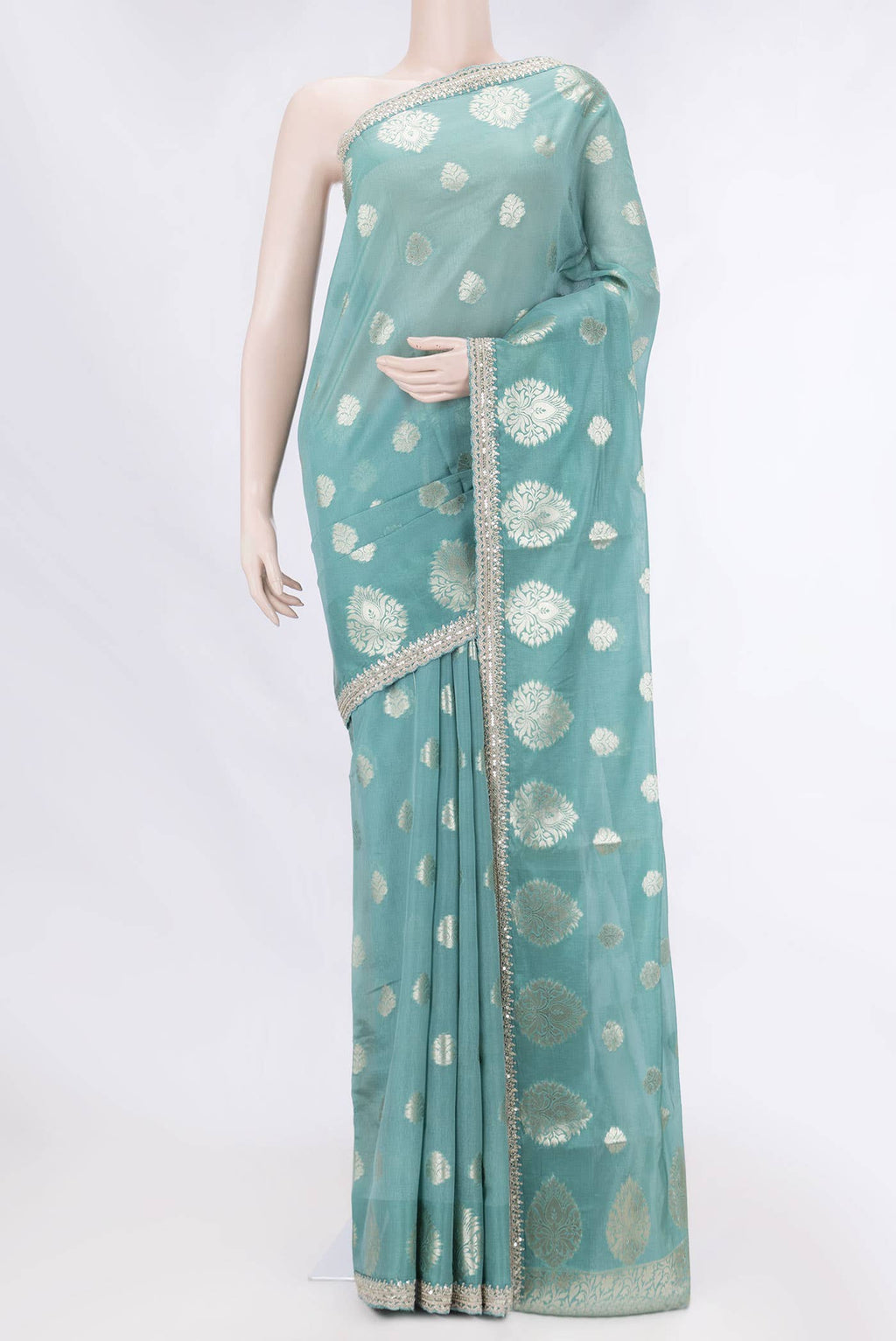 Davys Grey Dual Tone Banarasi Silk Saree