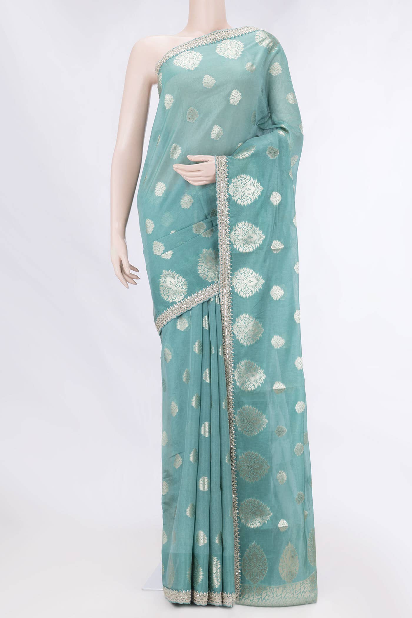 Davys Grey Dual Tone Banarasi Silk Saree