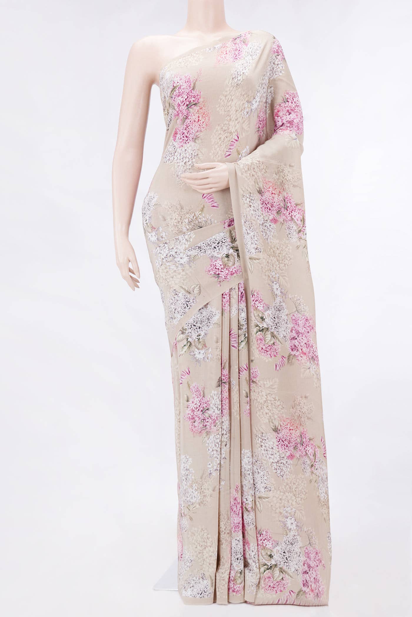 Beige Dual Tone Mysore Crepe Saree