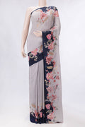 Grey Dual Tone Mysore Crepe Saree