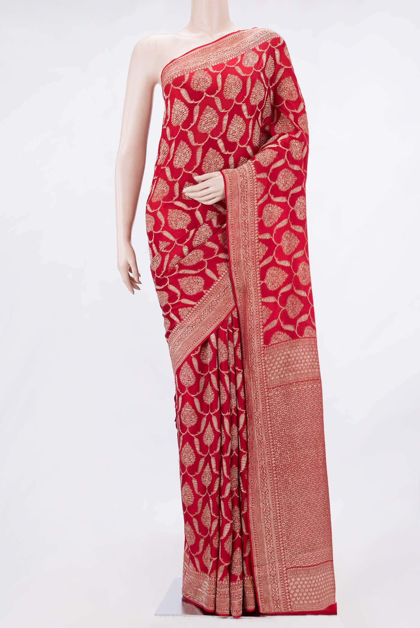Red Dual Tone Georgette Saree