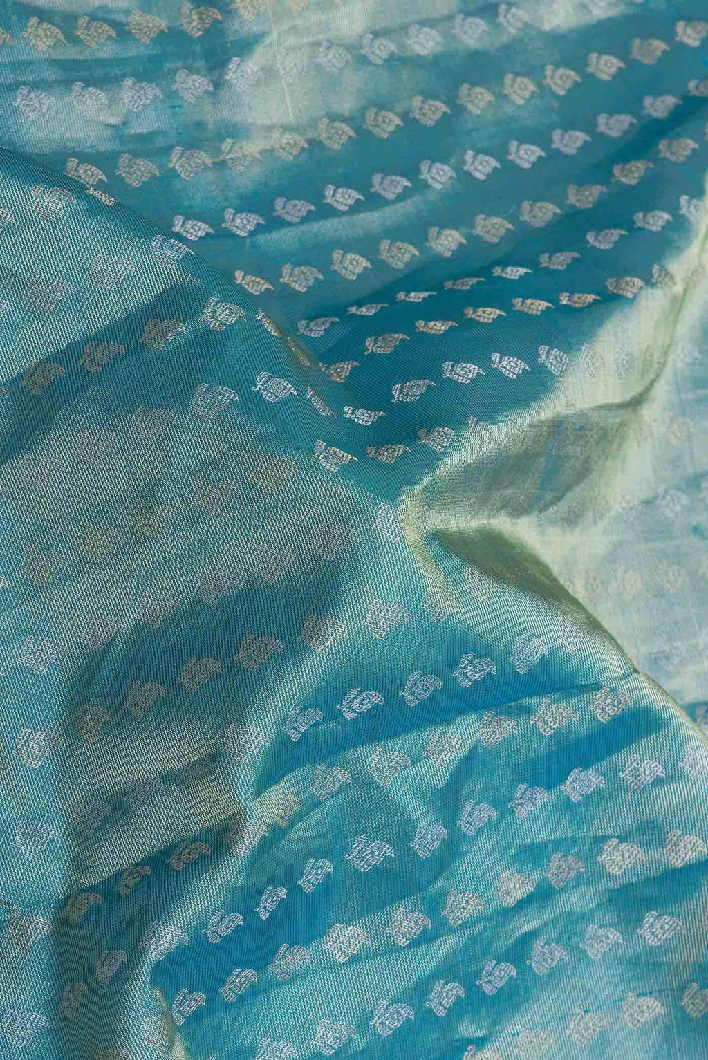 Peacock Blue Dual Tone Soft Silk Saree