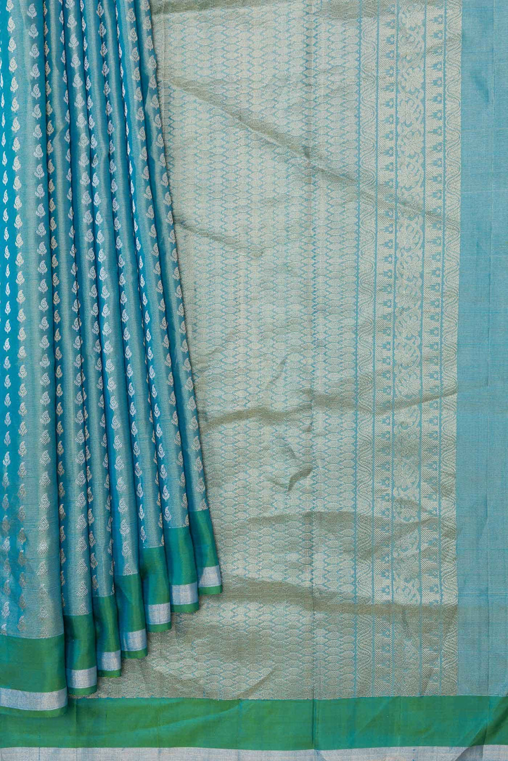 Peacock Blue Dual Tone Soft Silk Saree