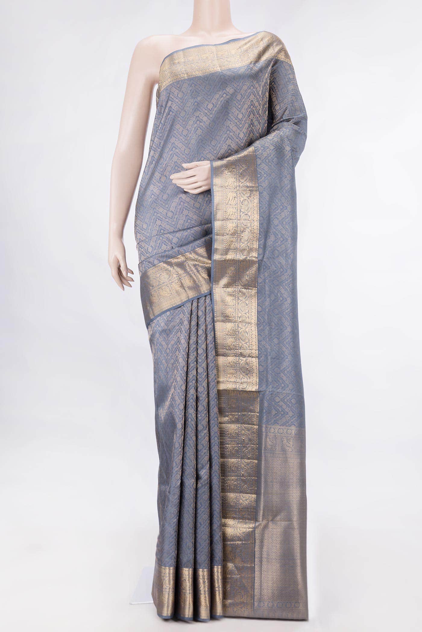 Grey Dual Tone Soft Silk Saree