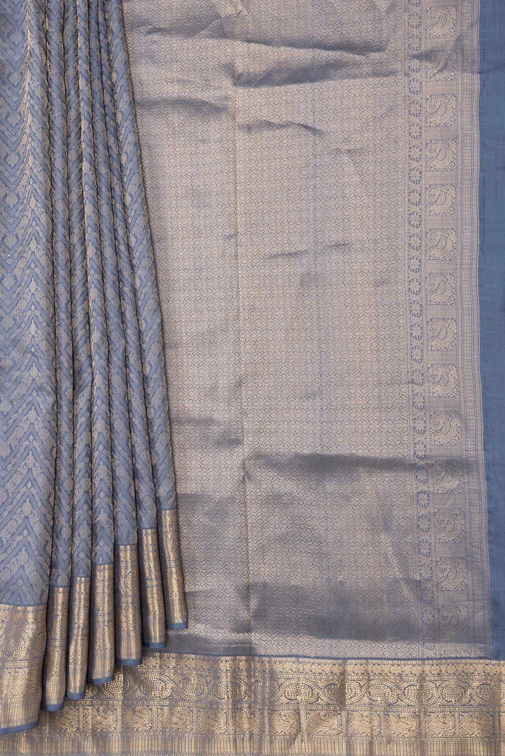 Grey Dual Tone Soft Silk Saree