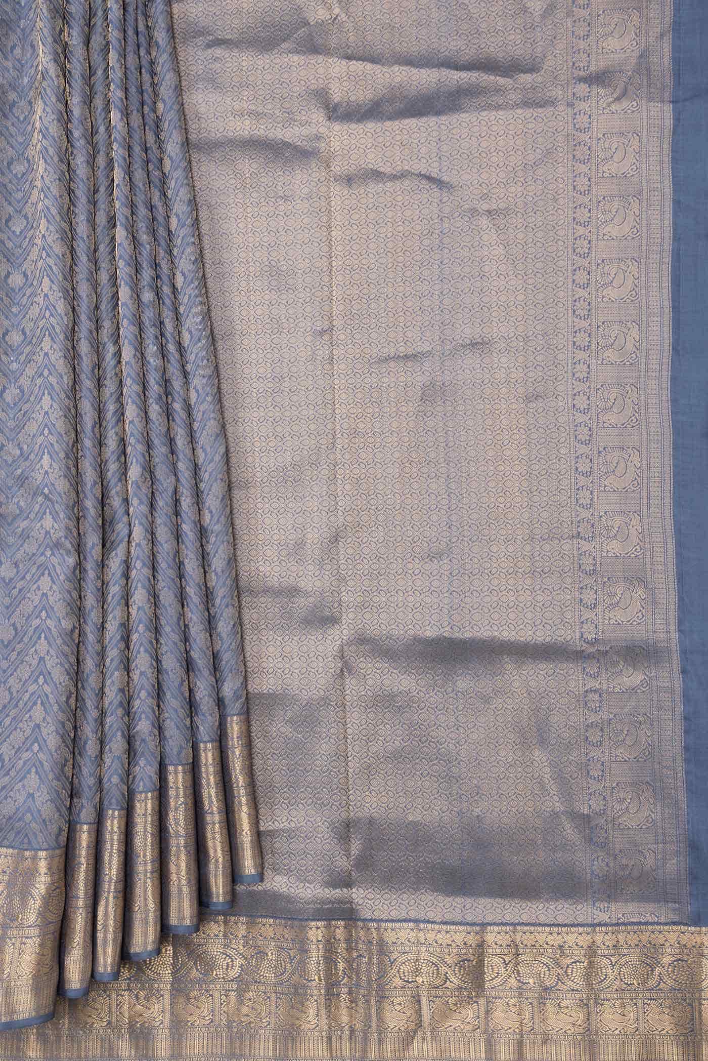 Grey Dual Tone Soft Silk Saree