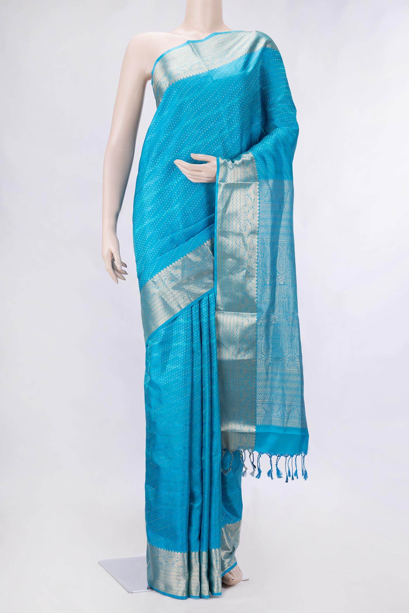 Sky Blue Dual Tone Soft Silk Saree
