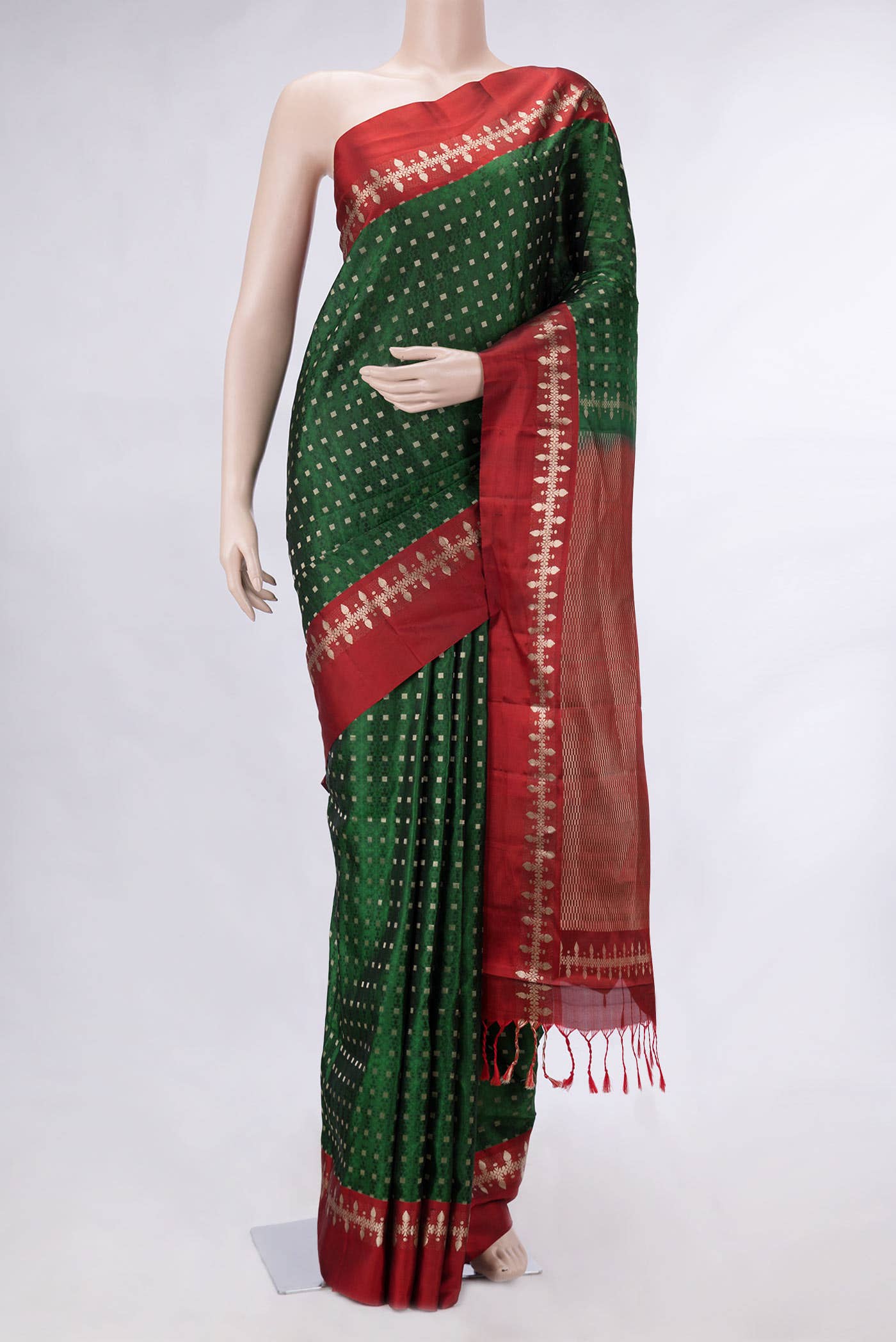 Green Dual Tone Soft Silk Saree