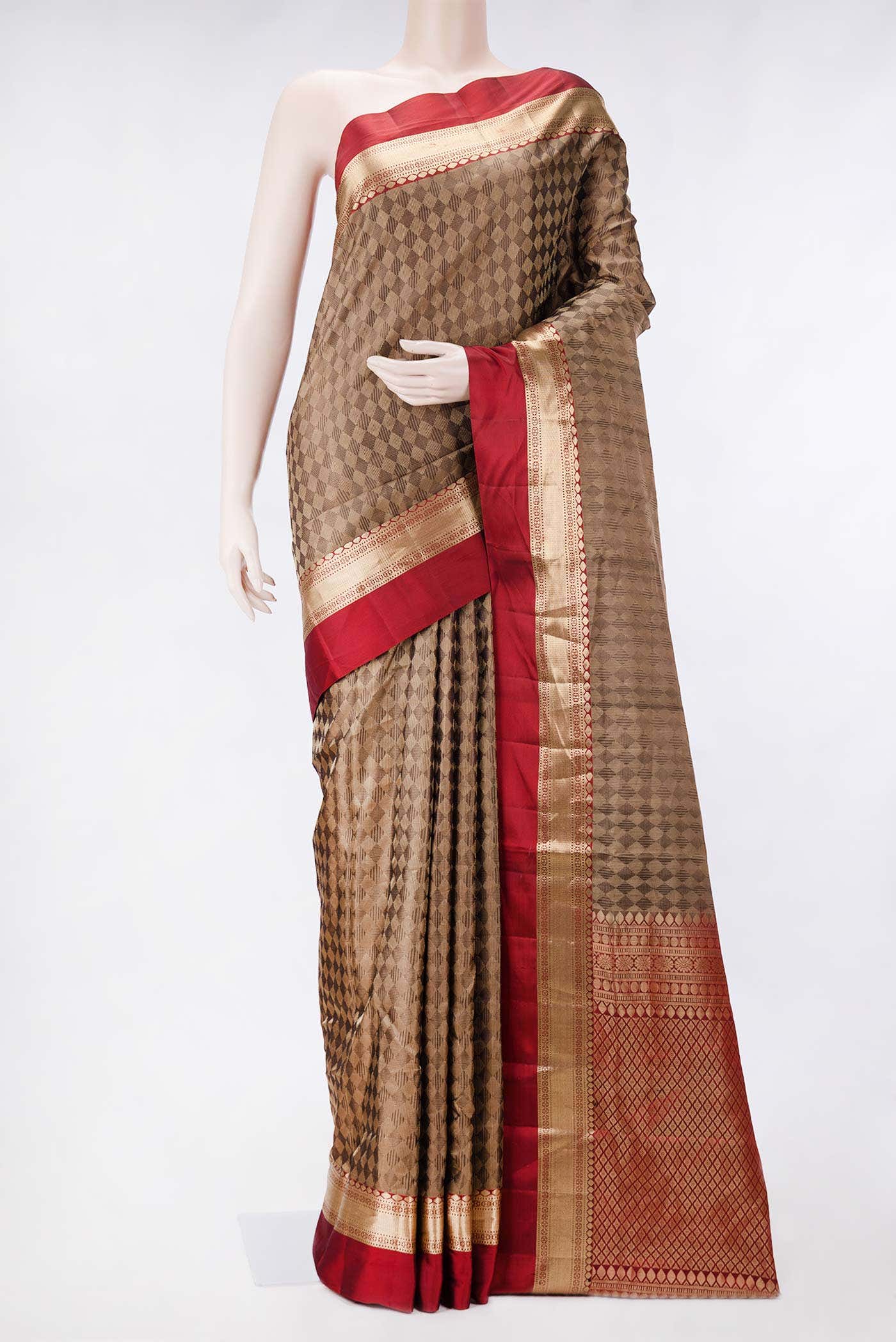Brown Dual Tone Soft Silk Saree