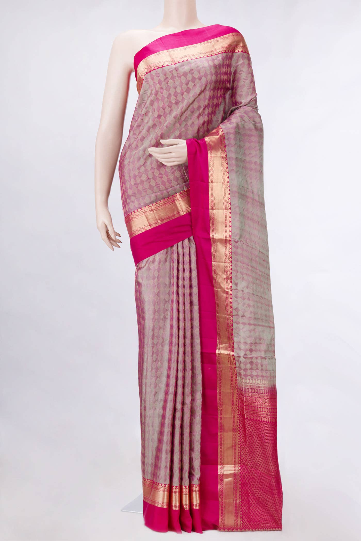 Grey Dual Tone Soft Silk Saree