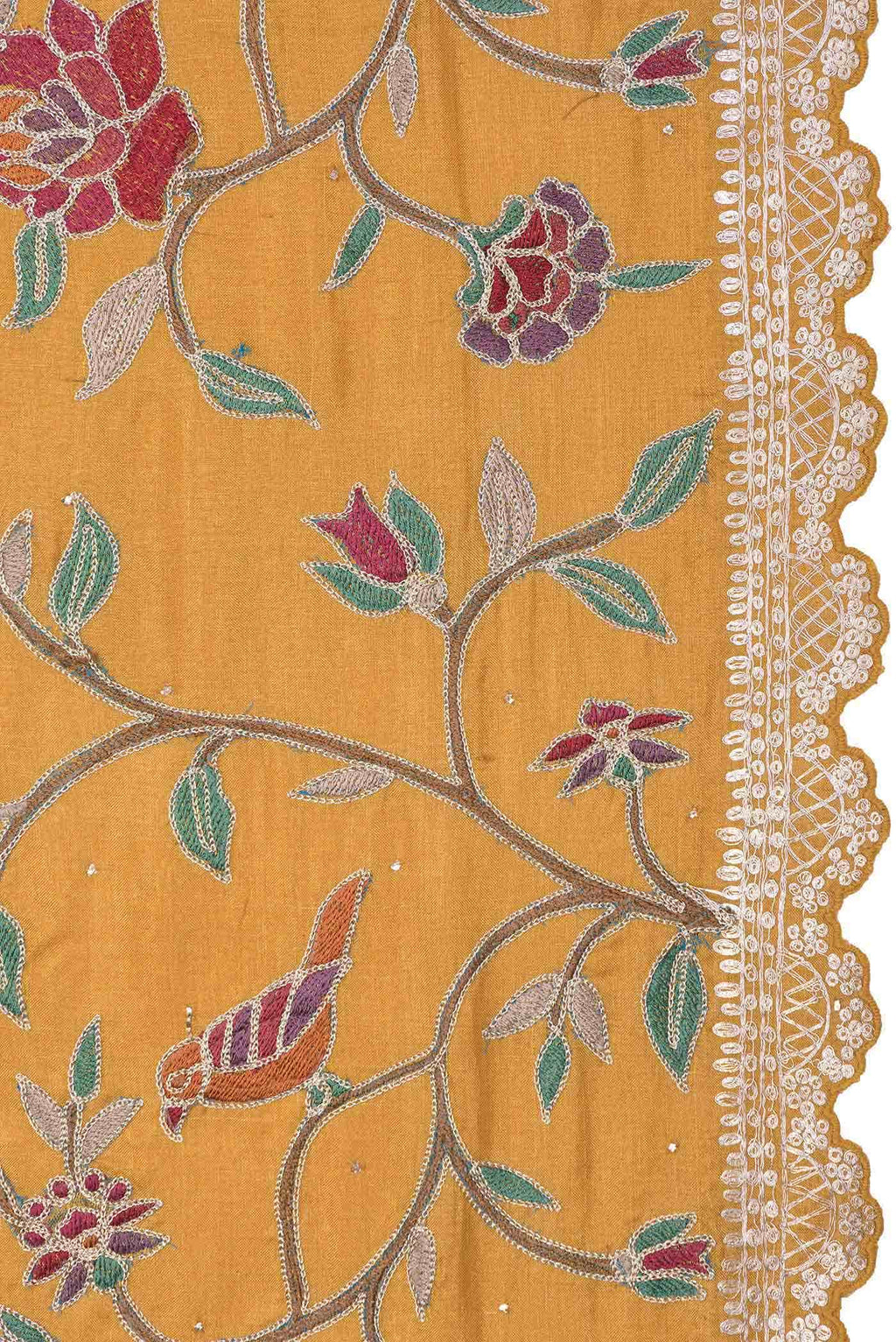 Mustard Dual Tone Tussar Silk Saree