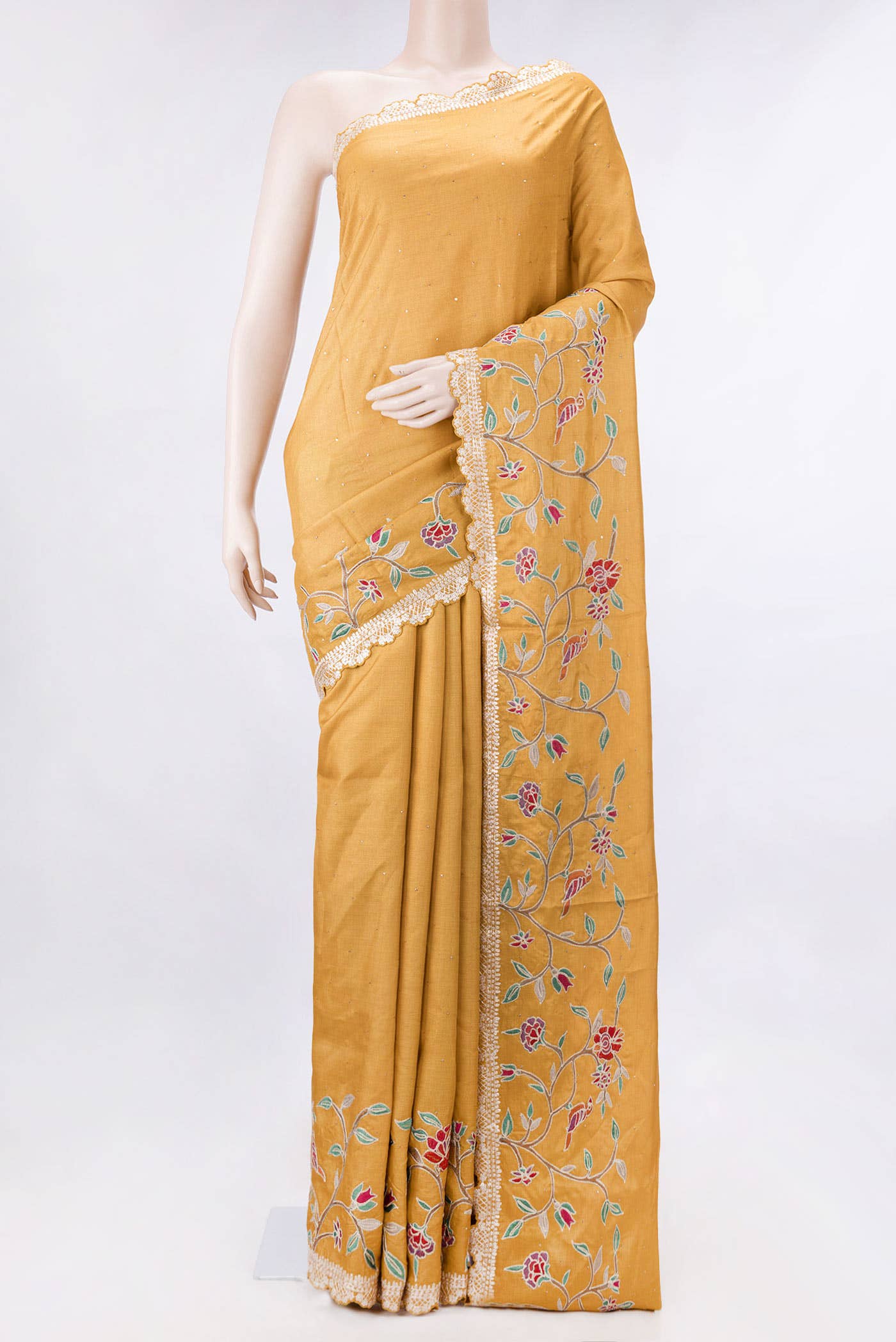 Mustard Dual Tone Tussar Silk Saree