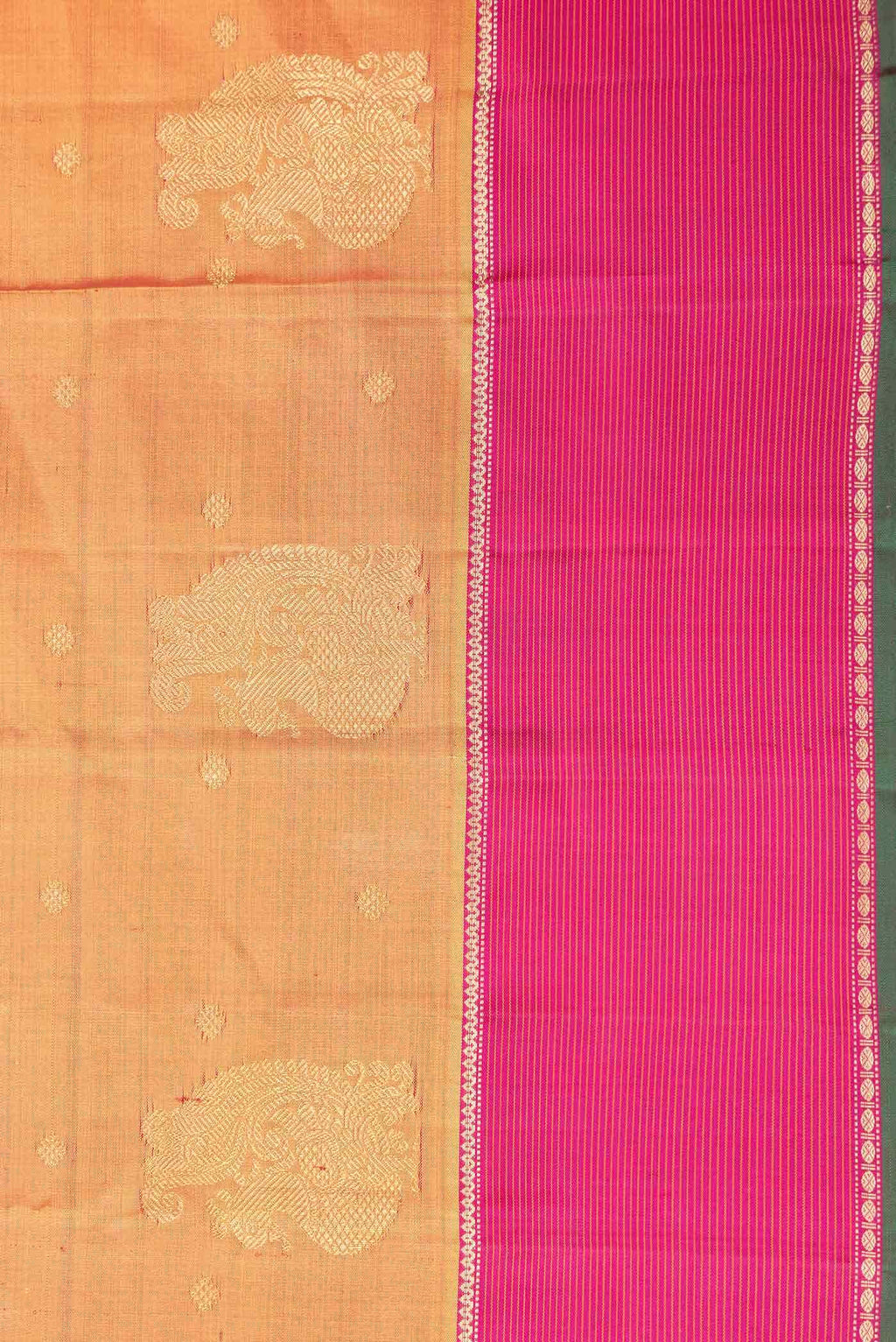 Pure Silk Pure Zari Mustard Dual Tone Kanchipuram Saree