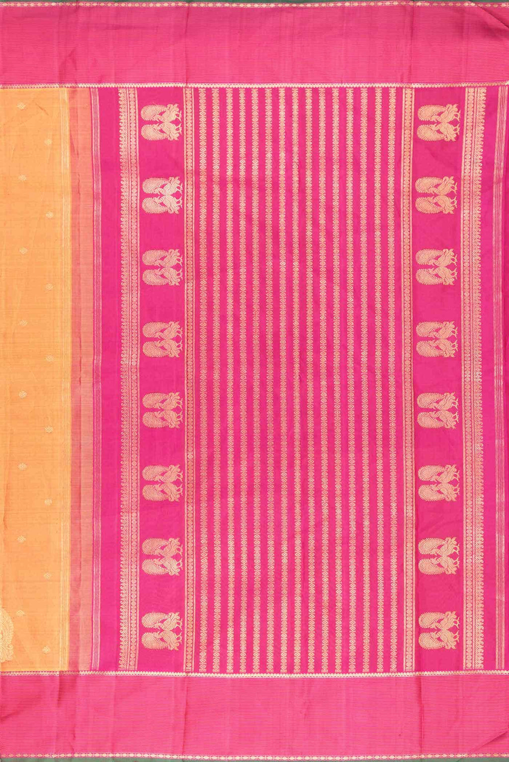 Pure Silk Pure Zari Mustard Dual Tone Kanchipuram Saree