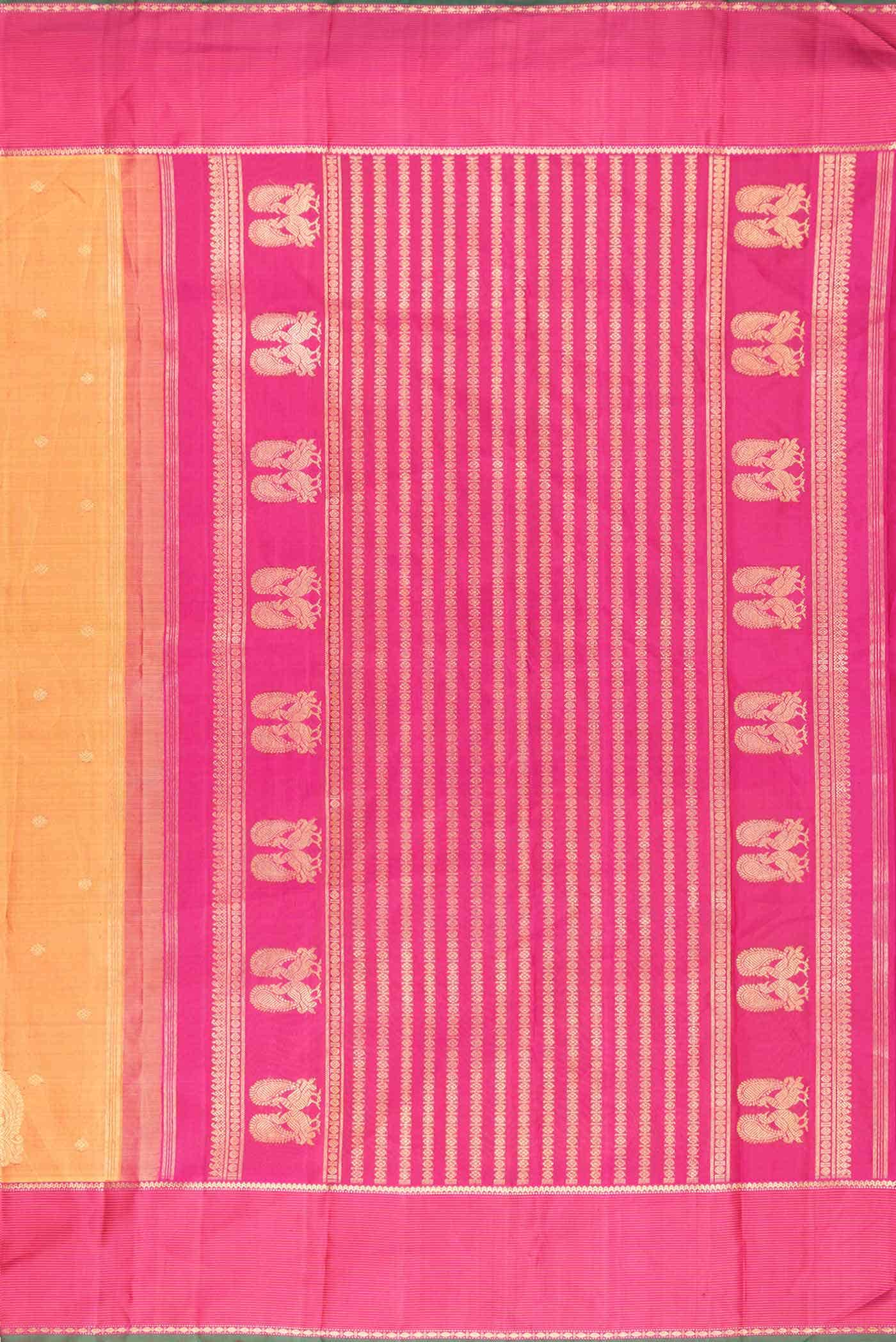 Pure Silk Pure Zari Mustard Dual Tone Kanchipuram Saree