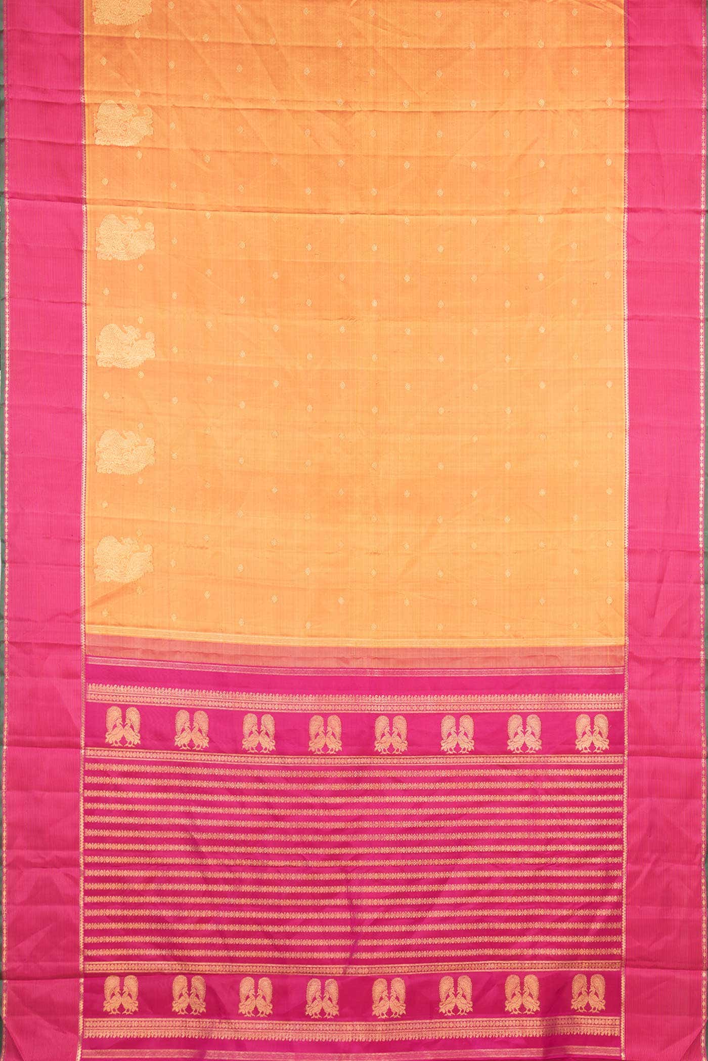 Pure Silk Pure Zari Mustard Dual Tone Kanchipuram Saree