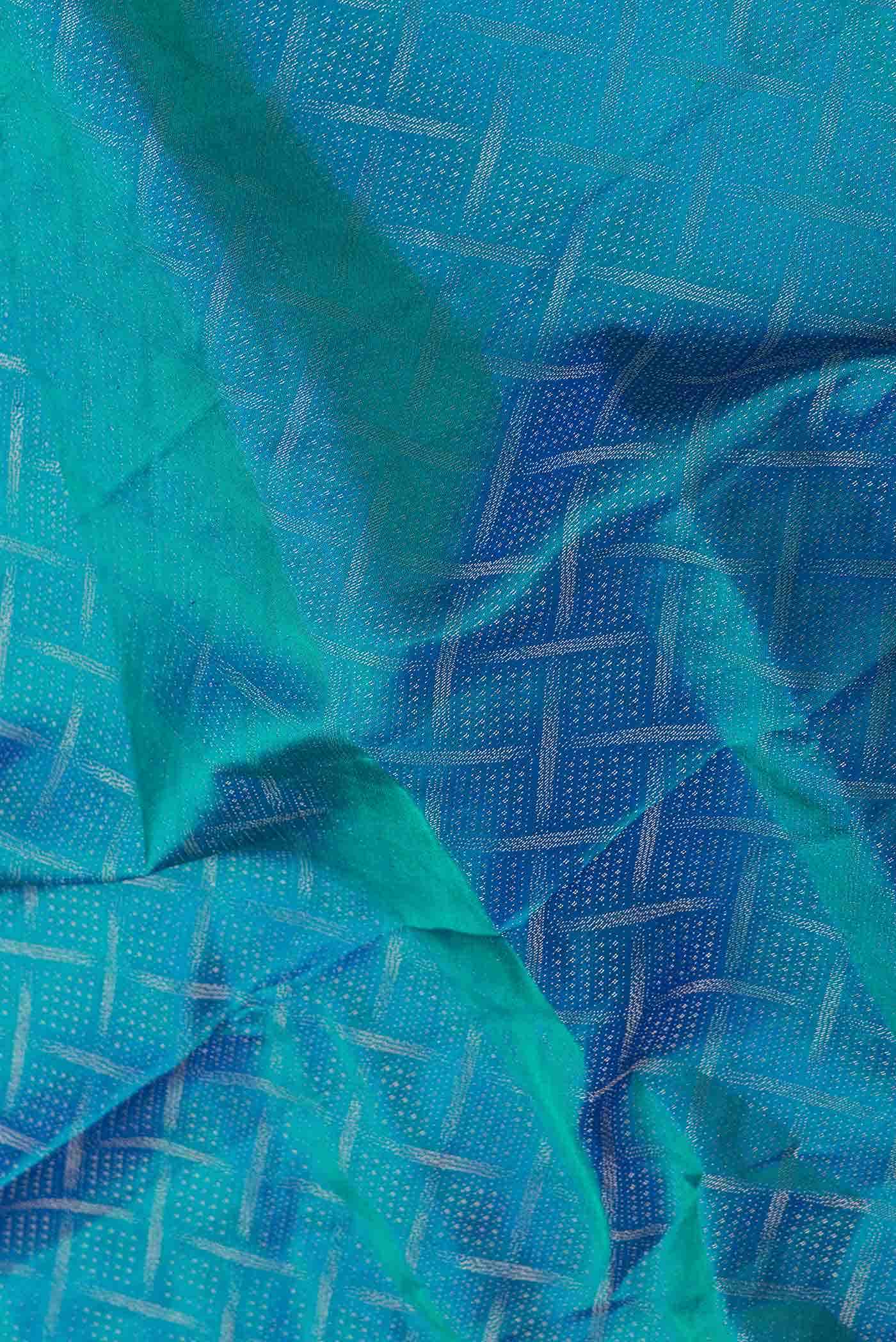 Peacock Blue Dual Tone Soft Silk Saree