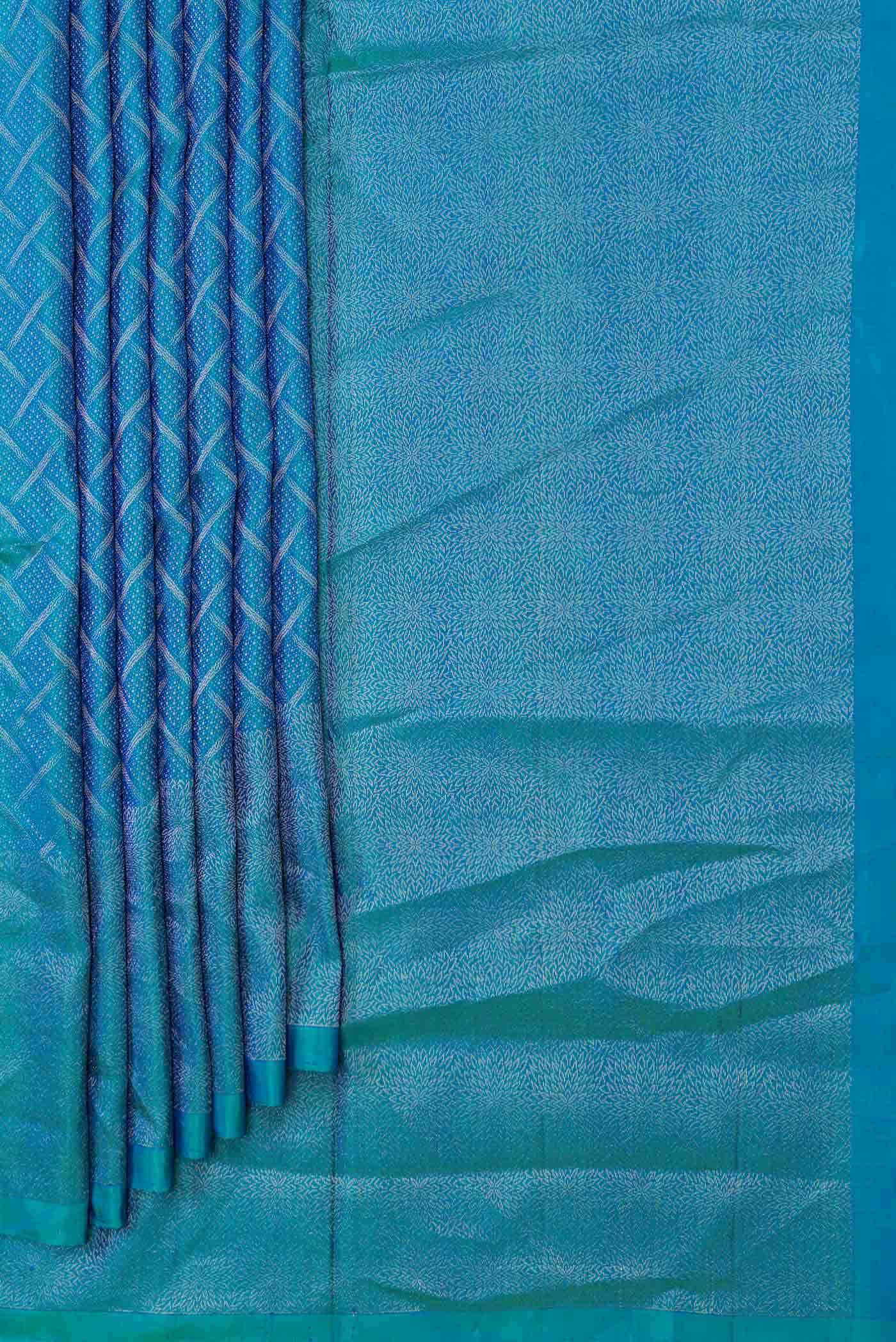 Peacock Blue Dual Tone Soft Silk Saree