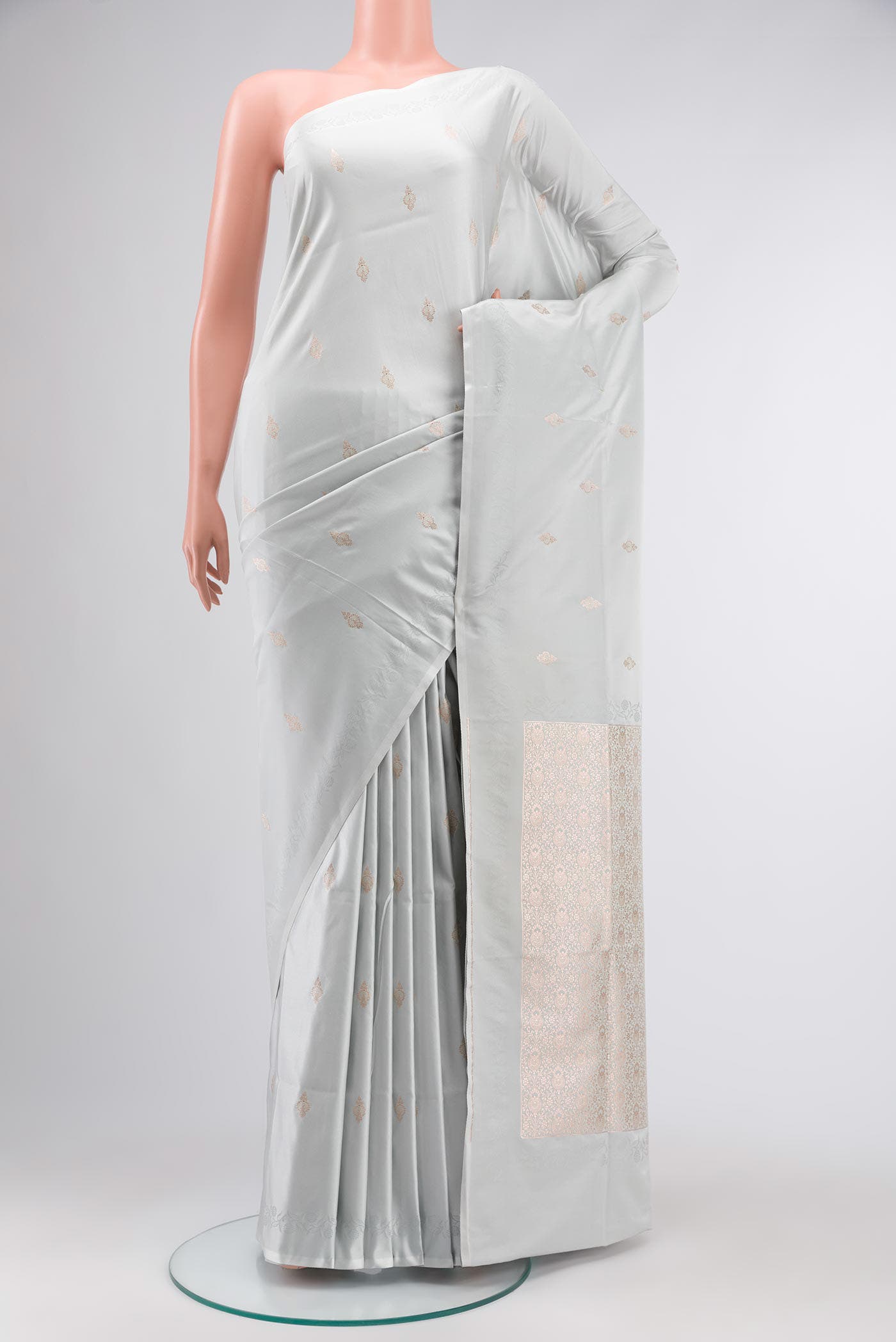 Grey Banarasi Silk Saree