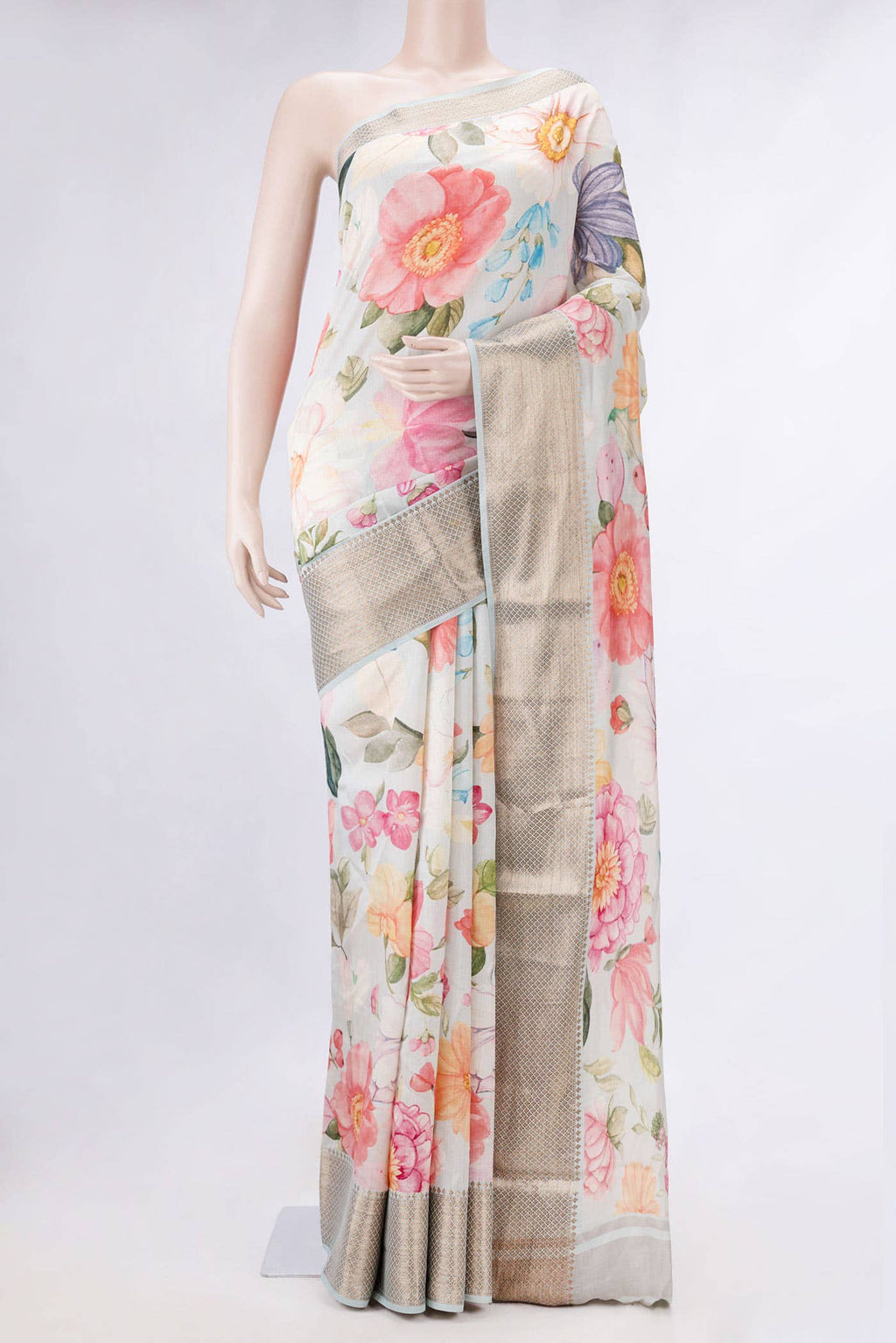 Light Blue Dual Tone Tussar Silk Saree