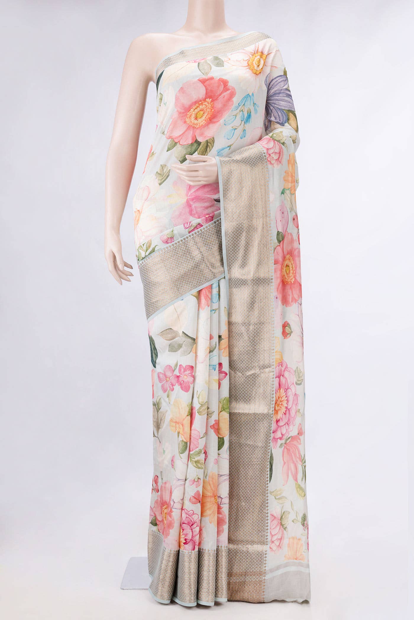 Light Blue Dual Tone Tussar Silk Saree