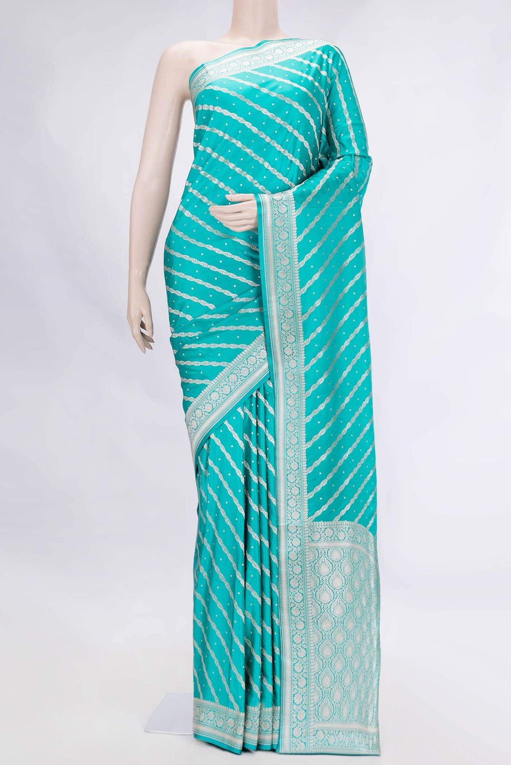 Sea Green Dual Tone Blended Banarasi Silk Saree