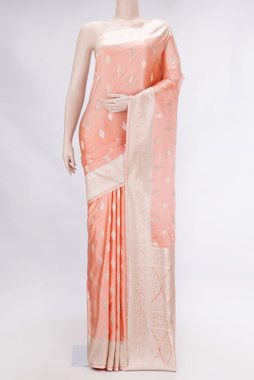 Golden Peach Dual Tone Blended Banarasi Silk Saree