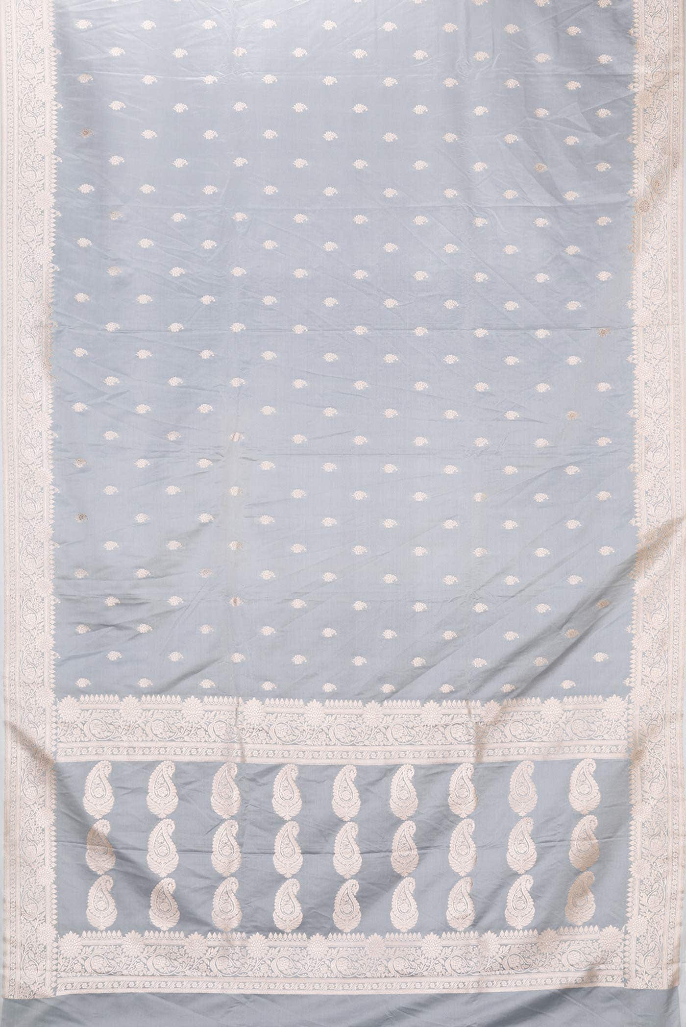 Grey Dual Tone Blended Banarasi Silk Saree
