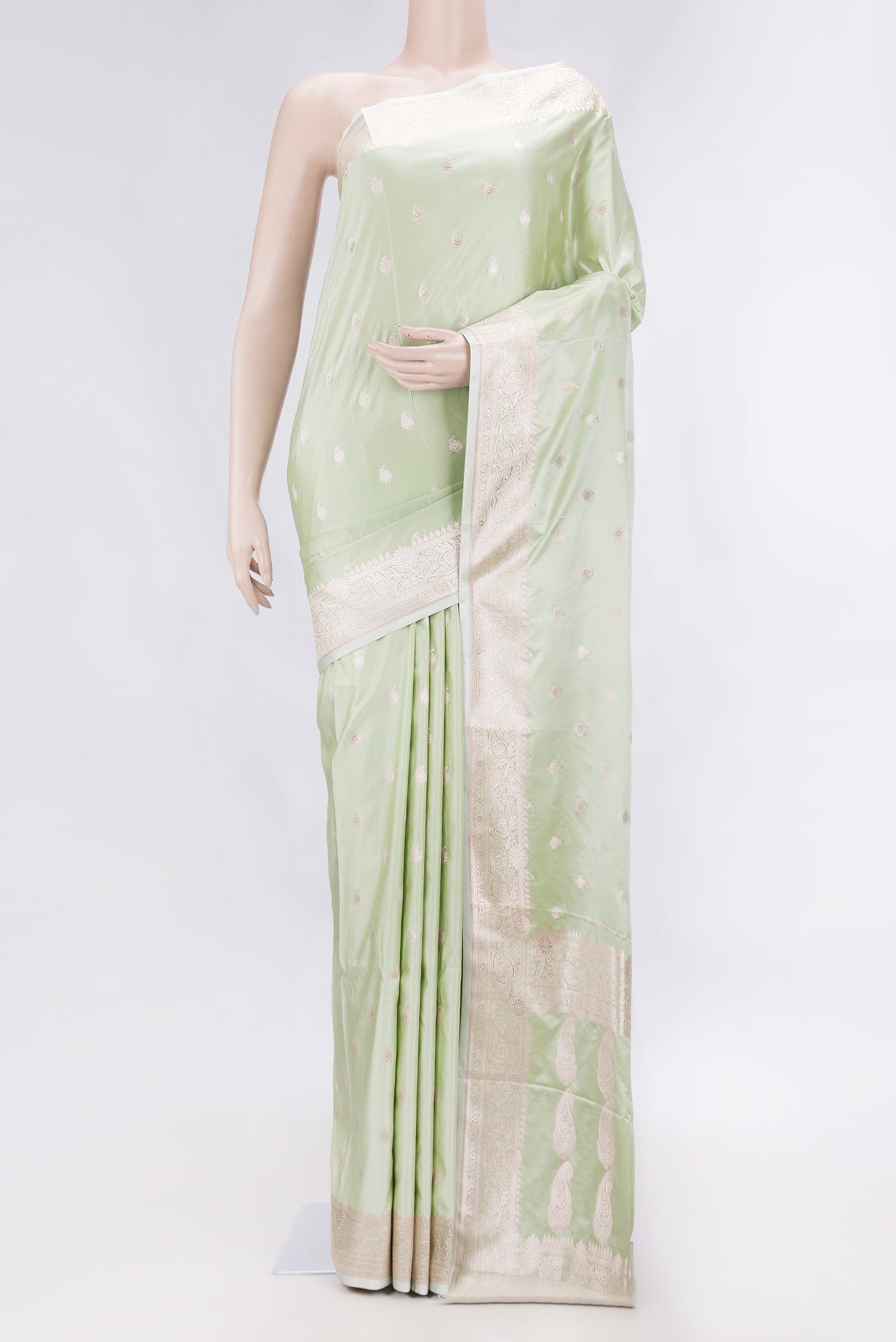 Light Green Dual Tone Blended Banarasi Silk Saree