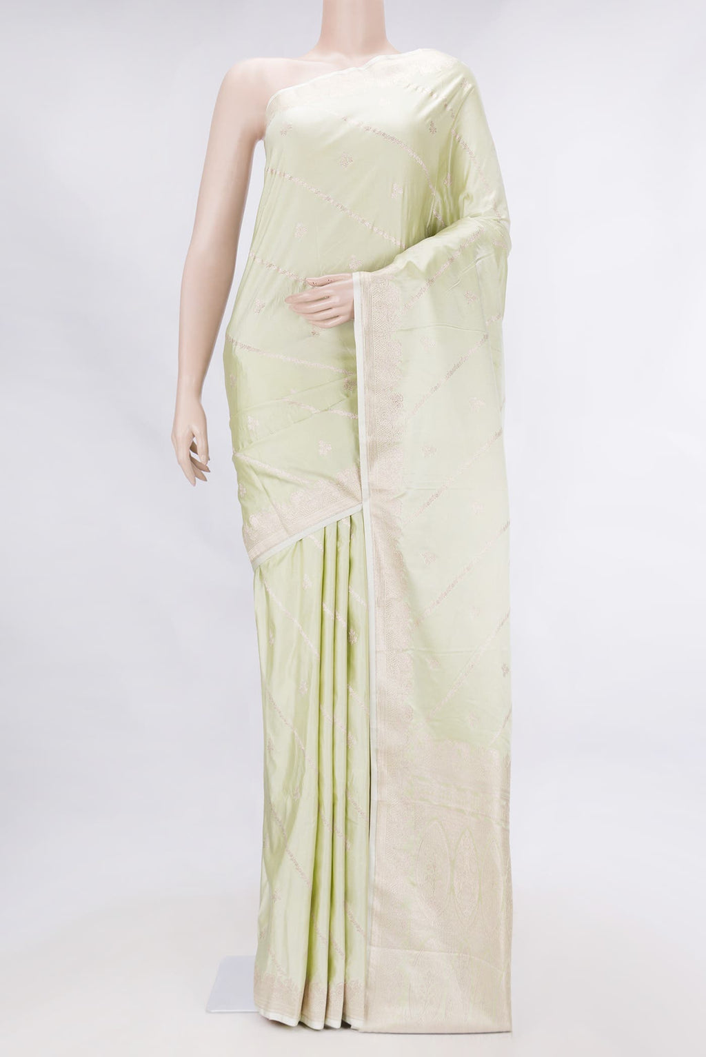 Pista Green Dual Tone Blended Banarasi Silk Saree