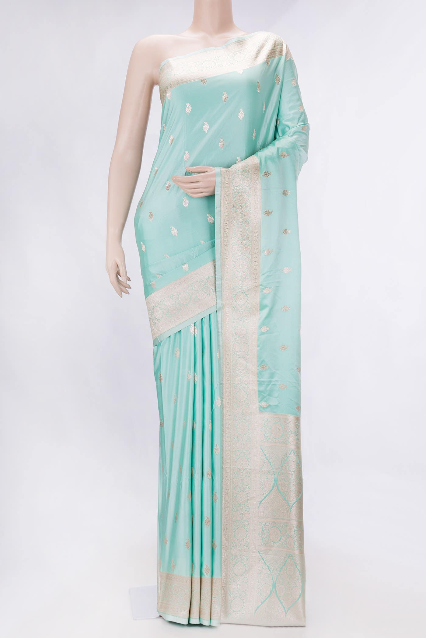 Light Blue Dual Tone Blended Banarasi Silk Saree
