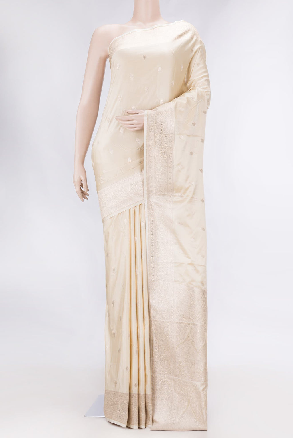 Beige Dual Tone Blended Banarasi Silk Saree