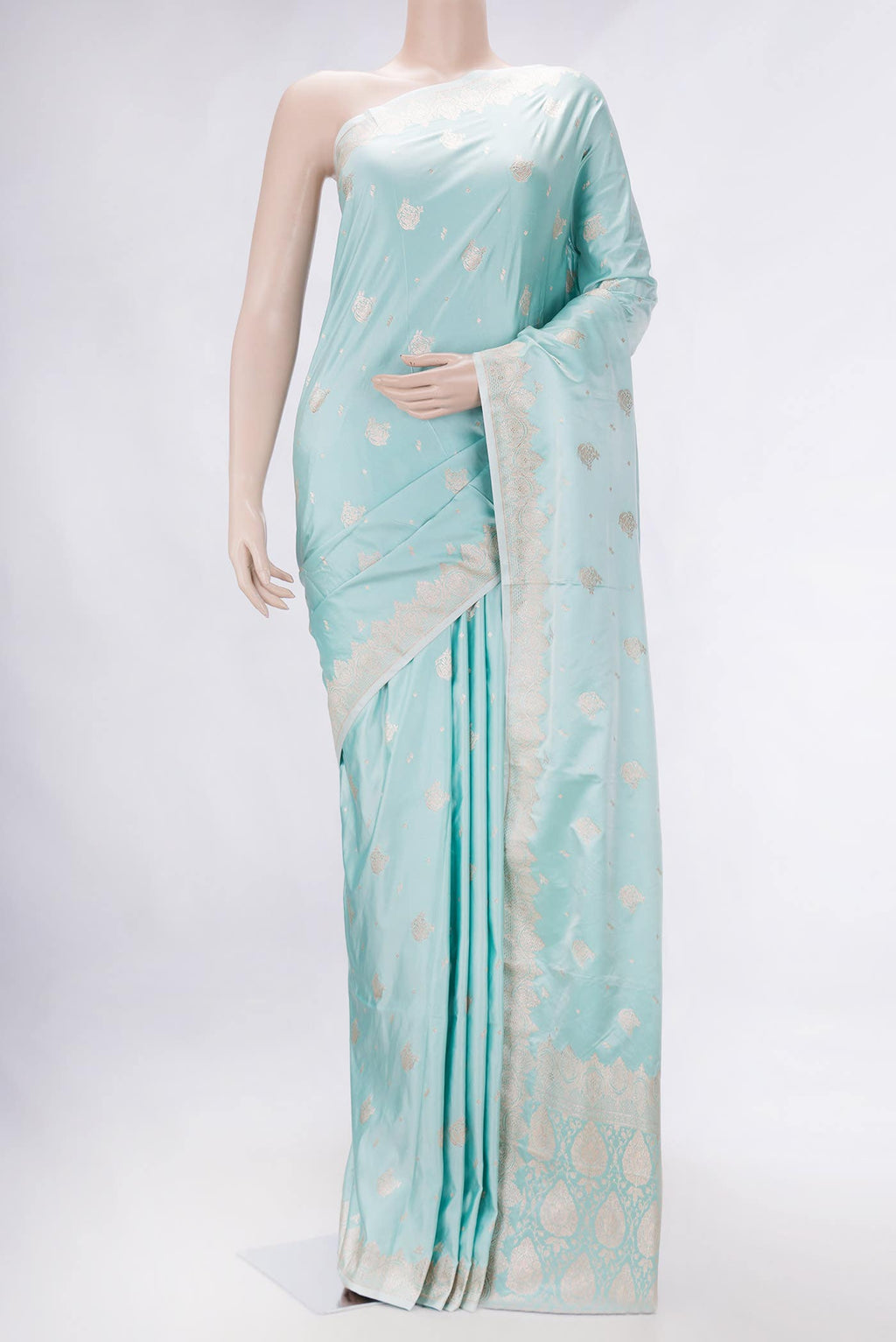 Light Blue Dual Tone Blended Banarasi Silk Saree