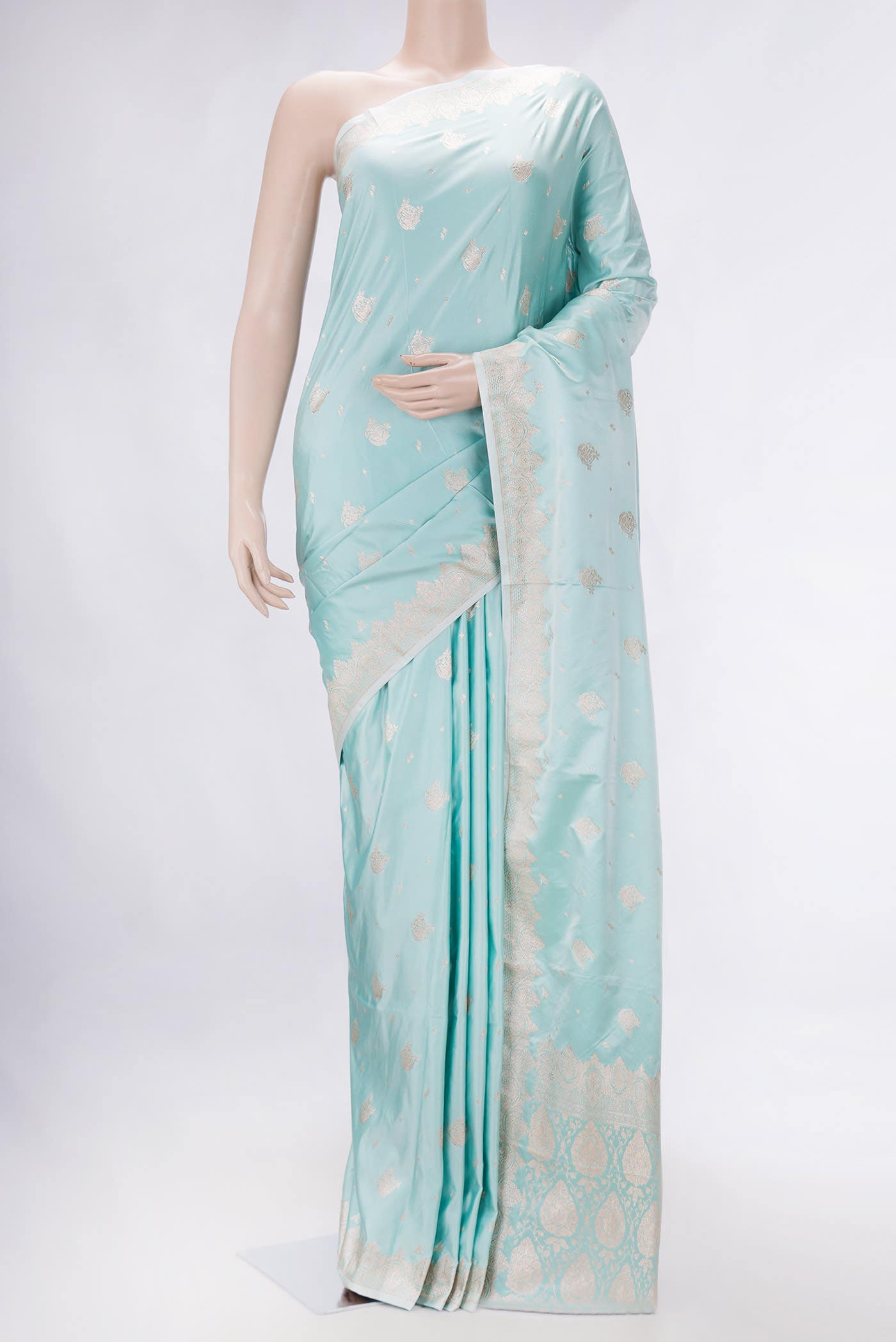 Light Blue Dual Tone Blended Banarasi Silk Saree
