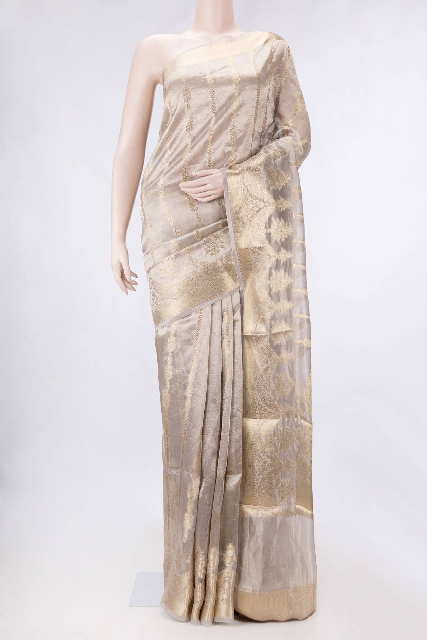 Beige Dual Tone Organza Silk Saree