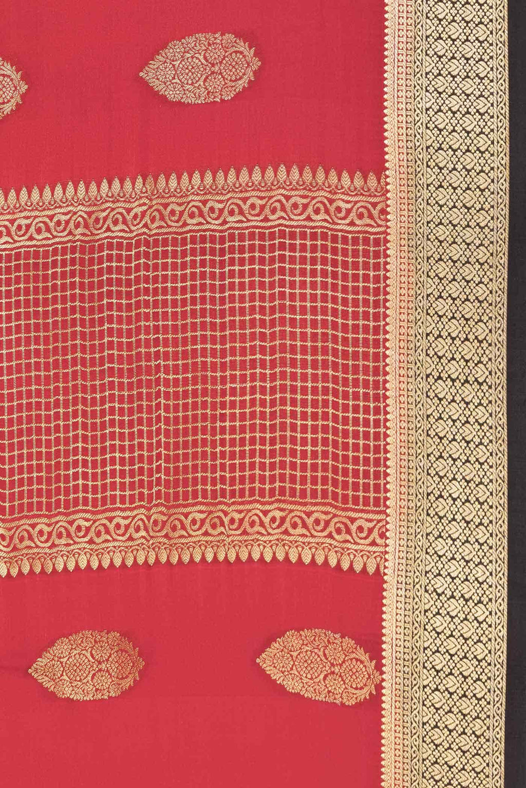 Red Dual Tone Mysore Crepe Saree