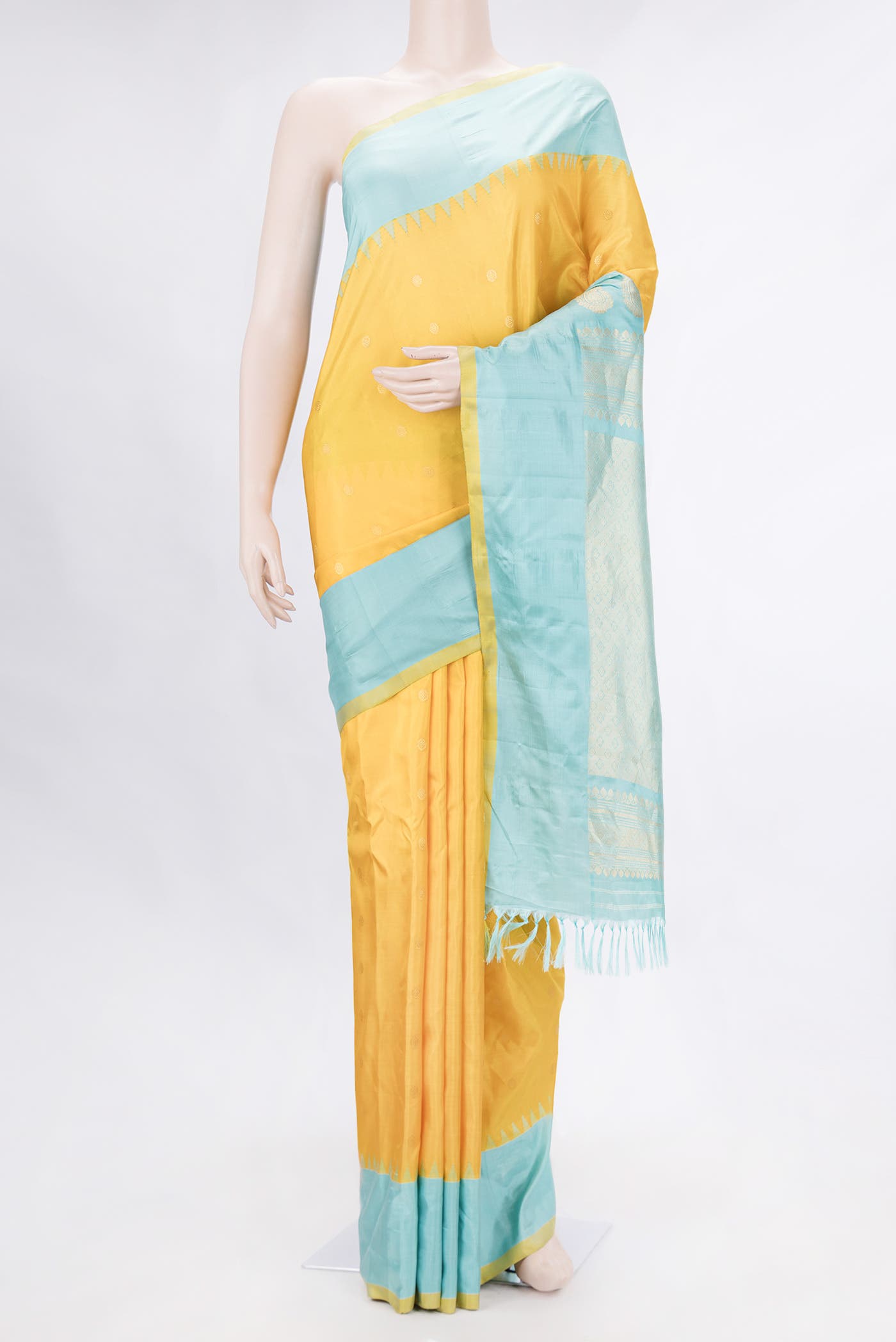 Yellow Dual Tone Gadwal Silk Saree