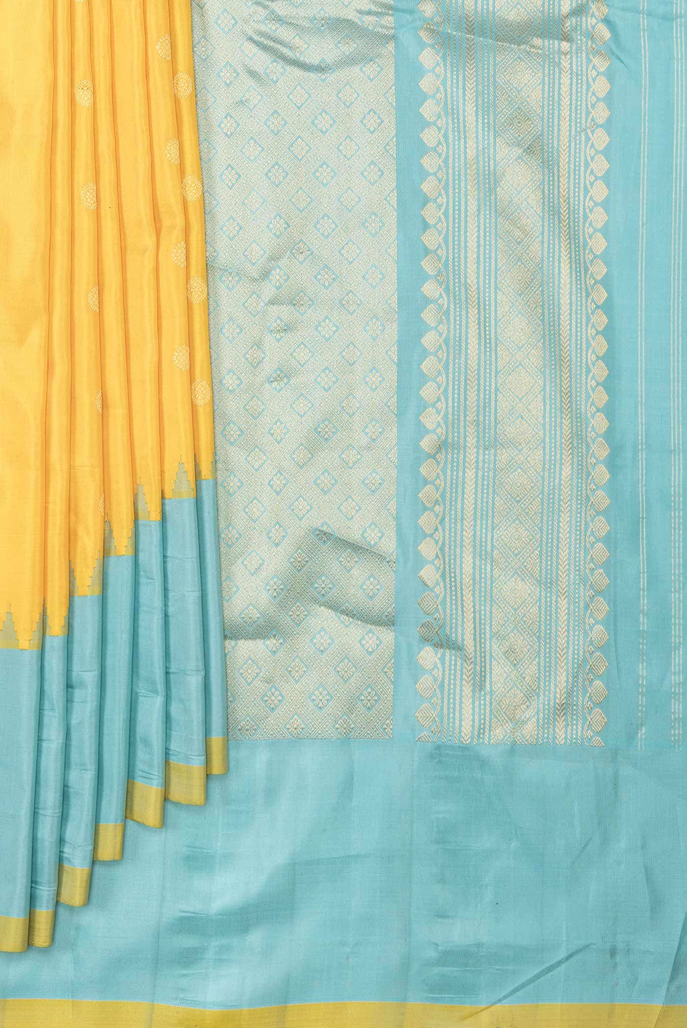 Yellow Dual Tone Gadwal Silk Saree