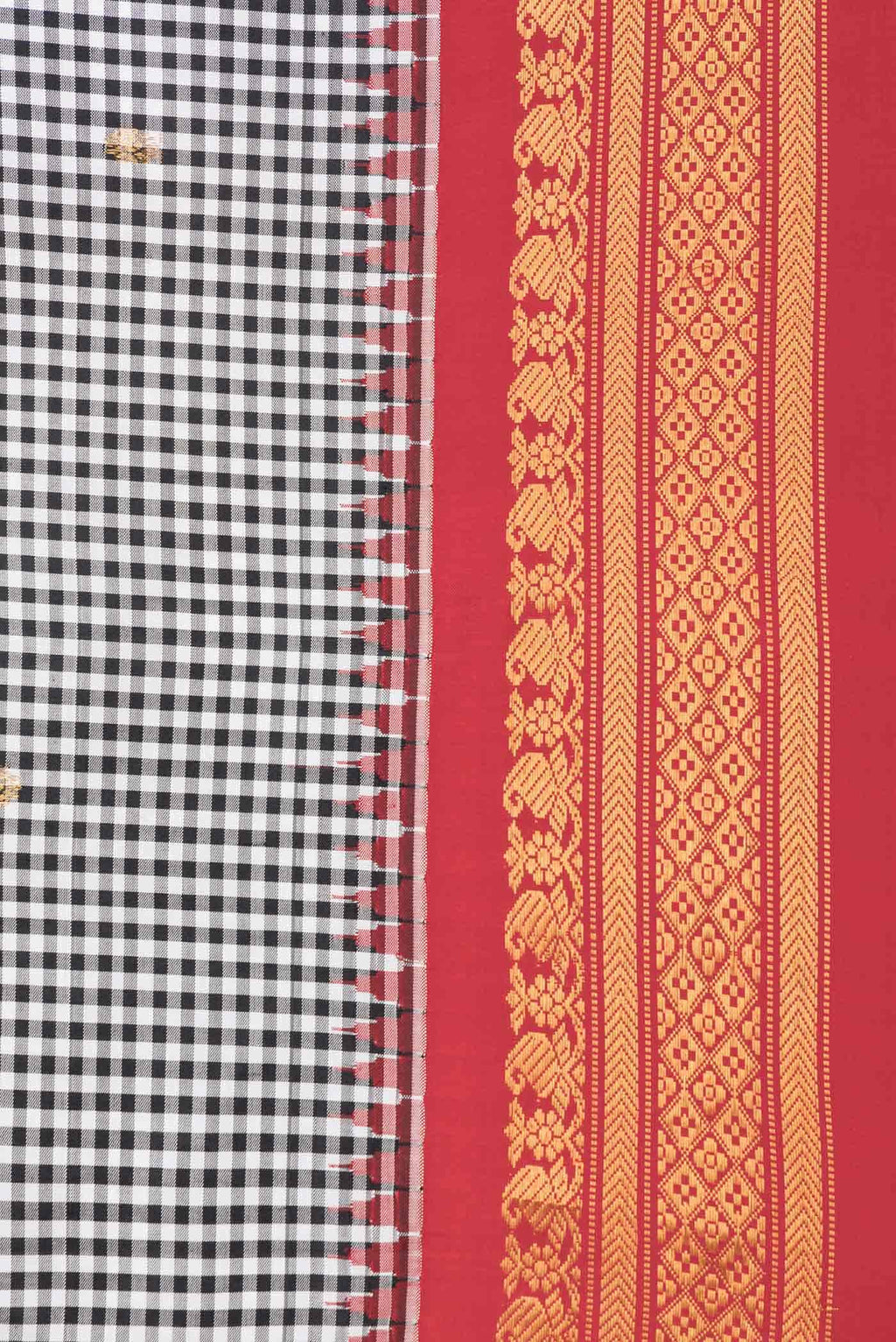Off White and Black Dual Tone Gadwal Silk Saree