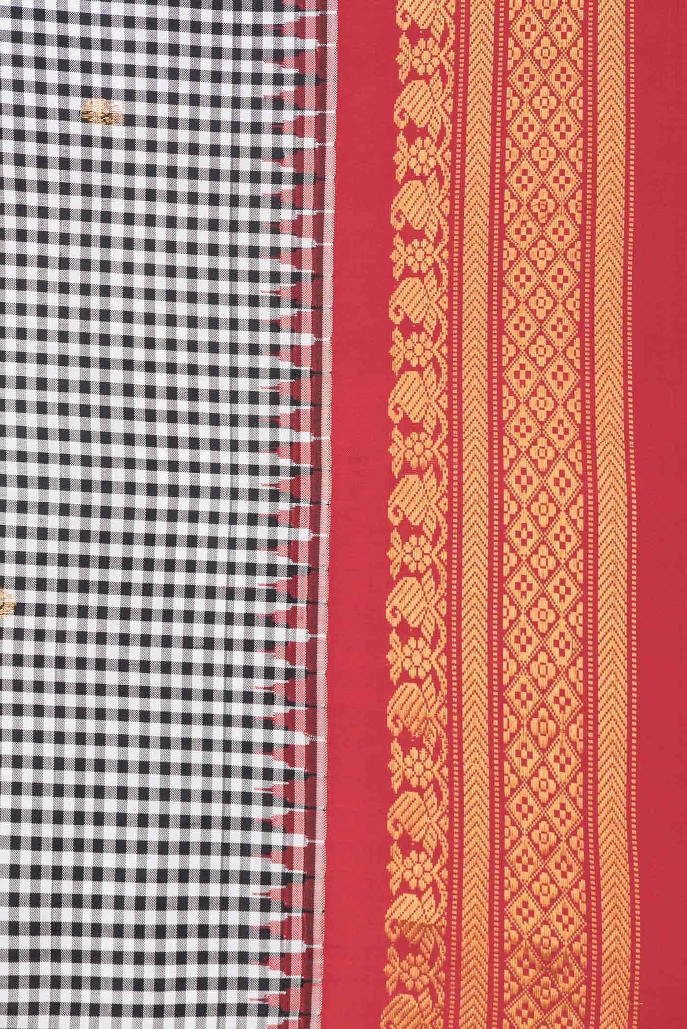 Off White and Black Dual Tone Gadwal Silk Saree