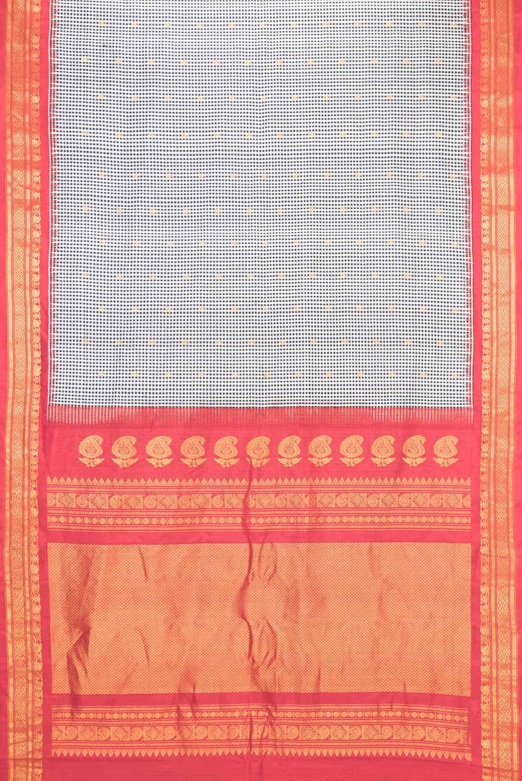 Off White and Black Dual Tone Gadwal Silk Saree