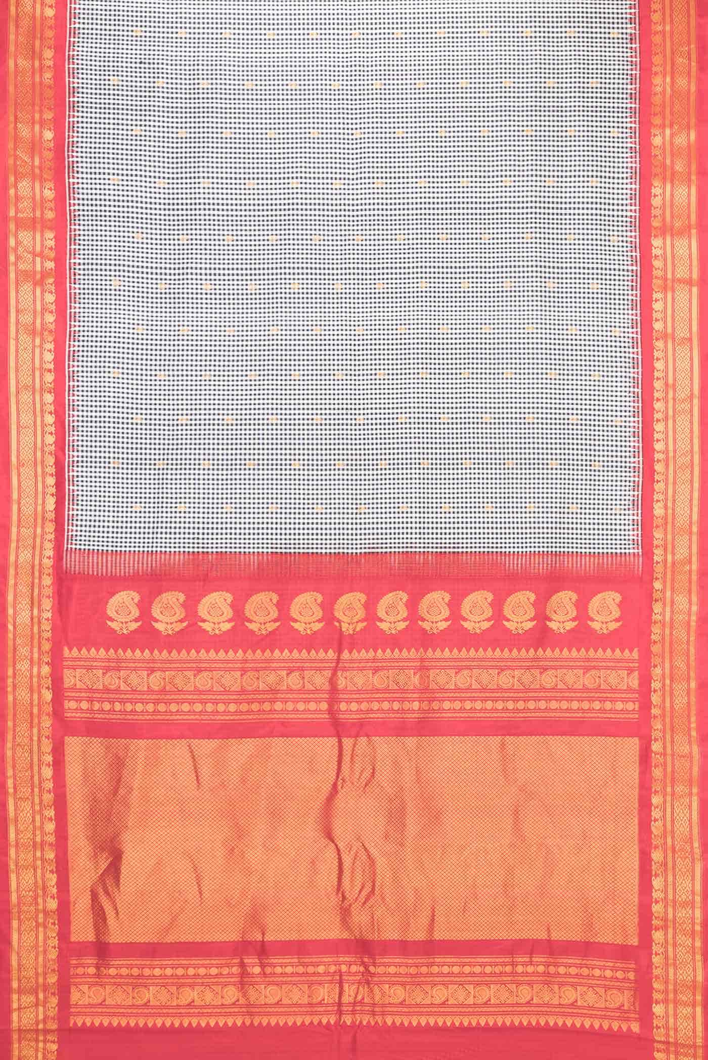 Off White and Black Dual Tone Gadwal Silk Saree