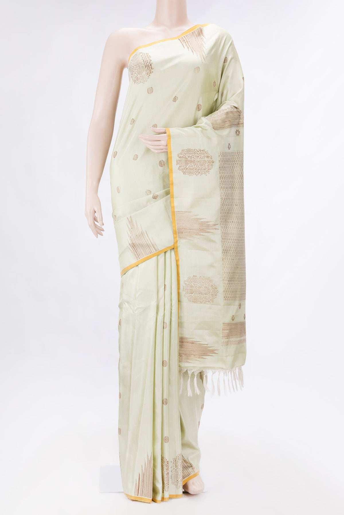 Cream Gadwal Silk Saree