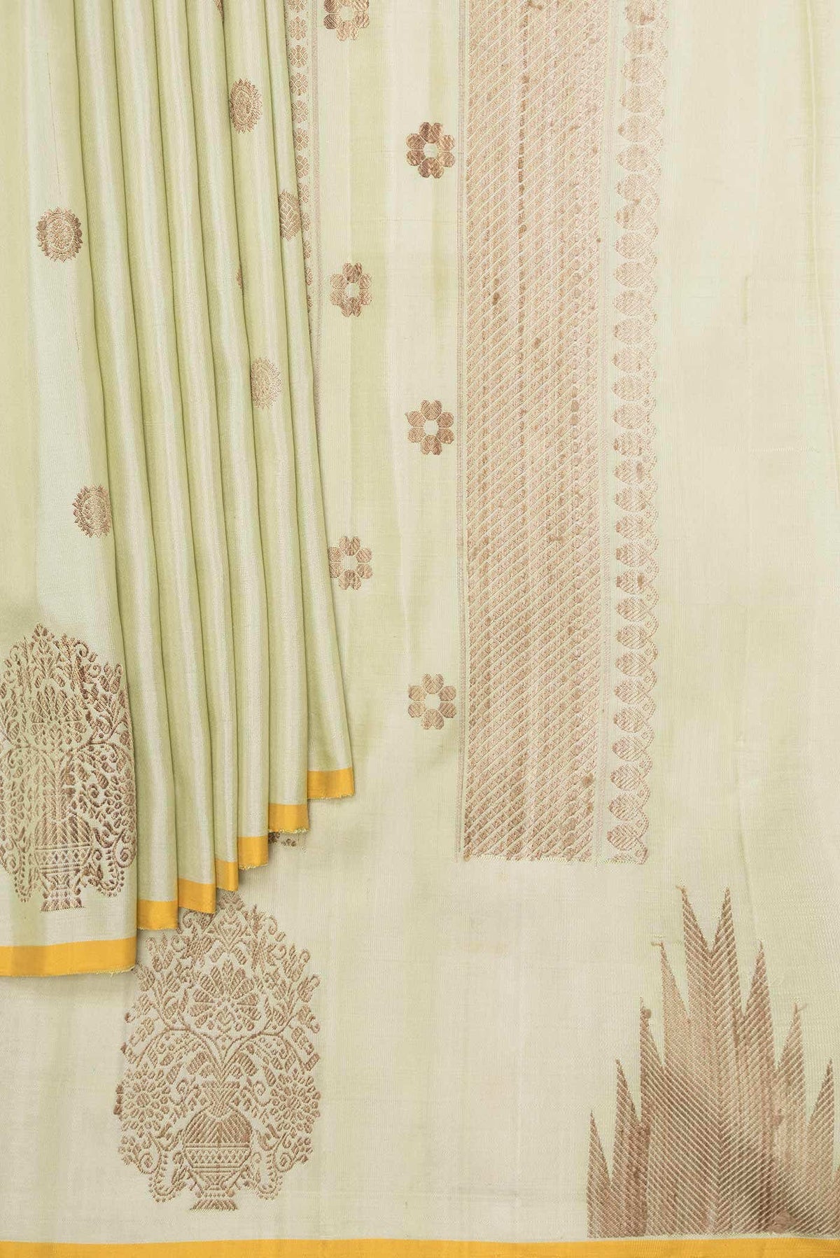 Cream Gadwal Silk Saree