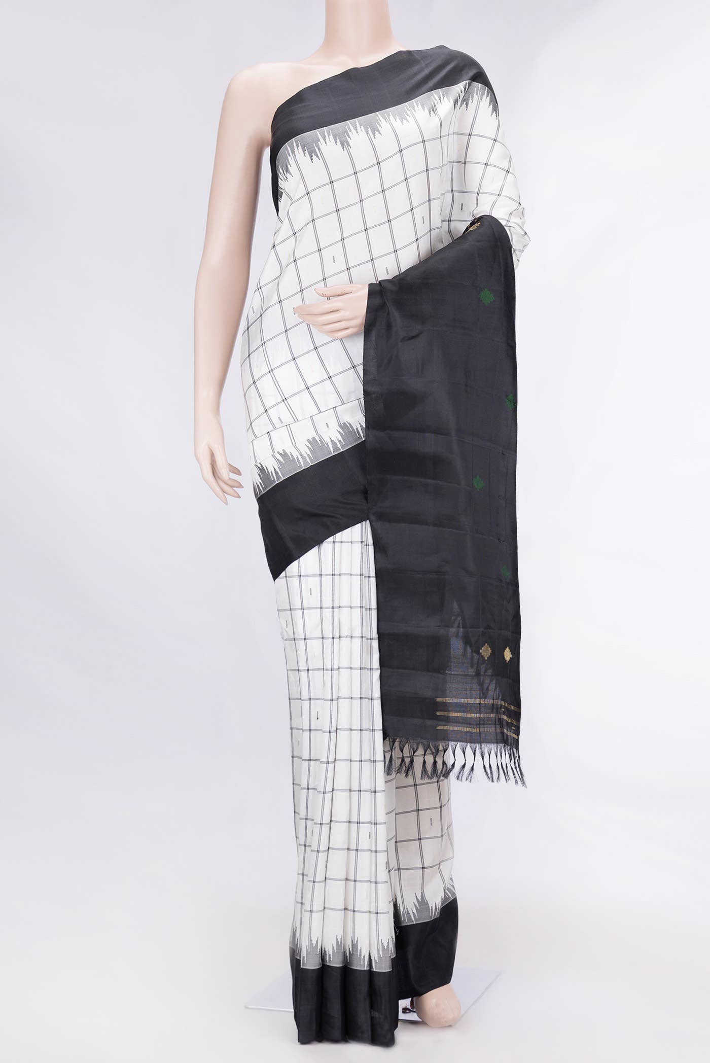 Off White Gadwal Silk Saree