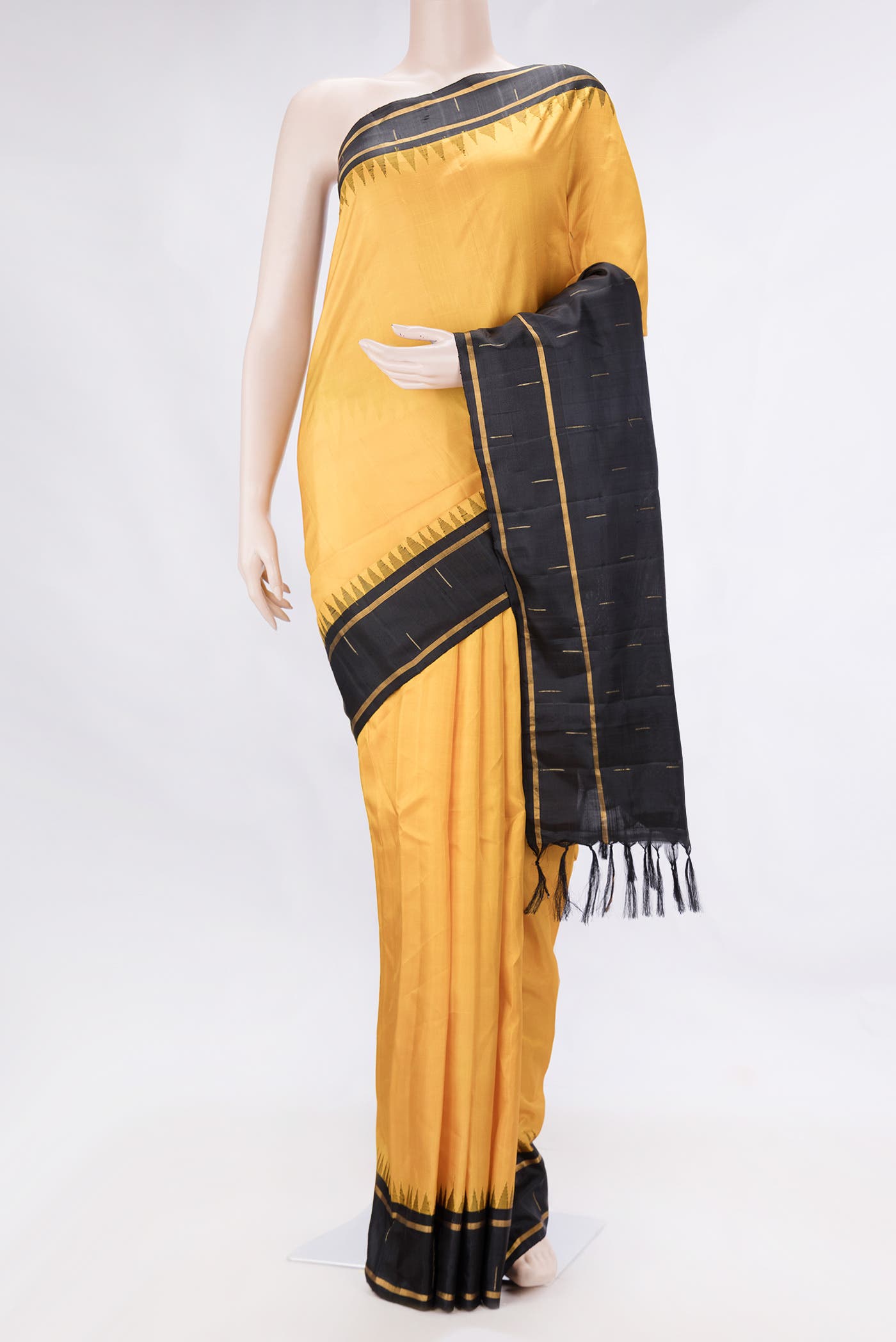 Yellow Dual Tone Gadwal Silk Saree