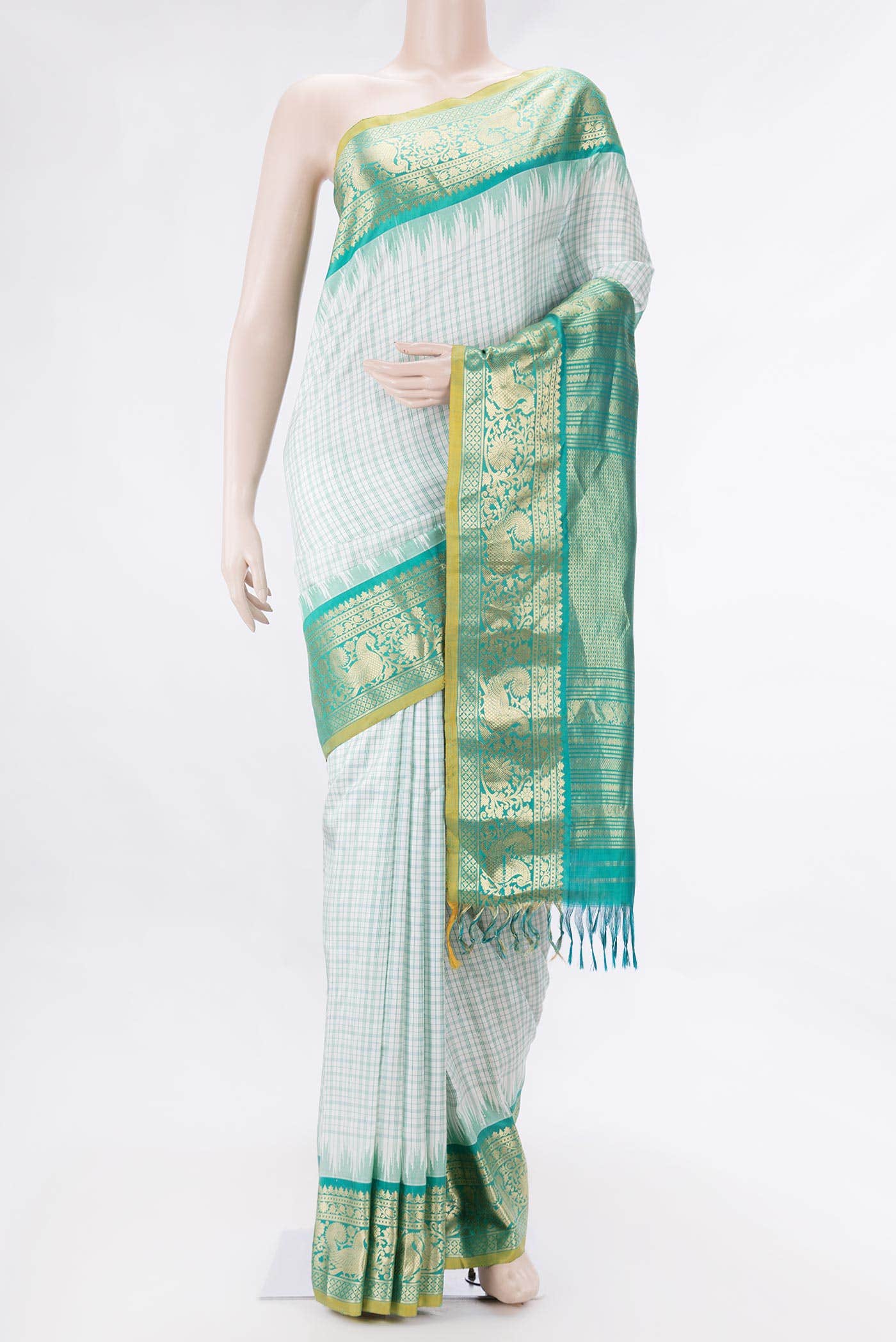 Off White Gadwal Silk Saree